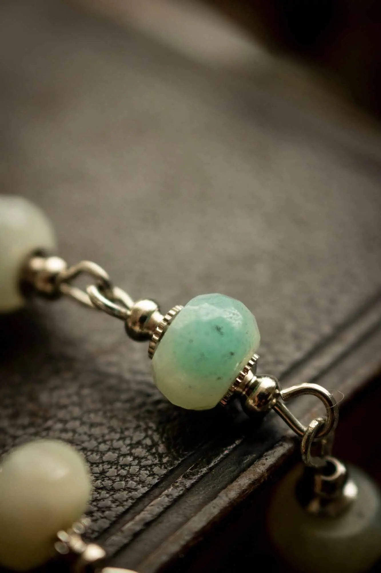 Collier de la guerrière en Amazonite et anneaux argentés lunamanashop