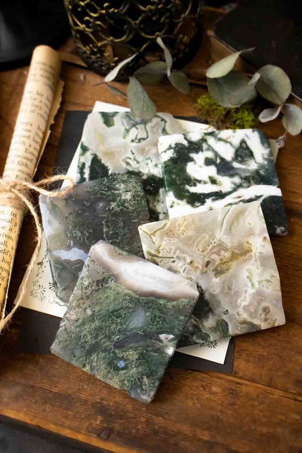 Tranche d'agate mousse naturelle lunamanashop