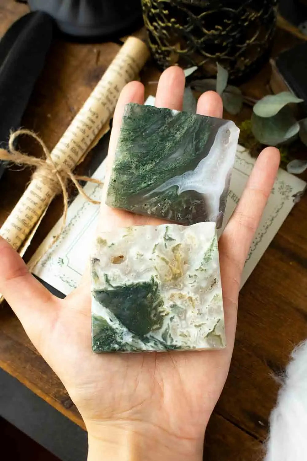 Tranche d'agate mousse naturelle lunamanashop