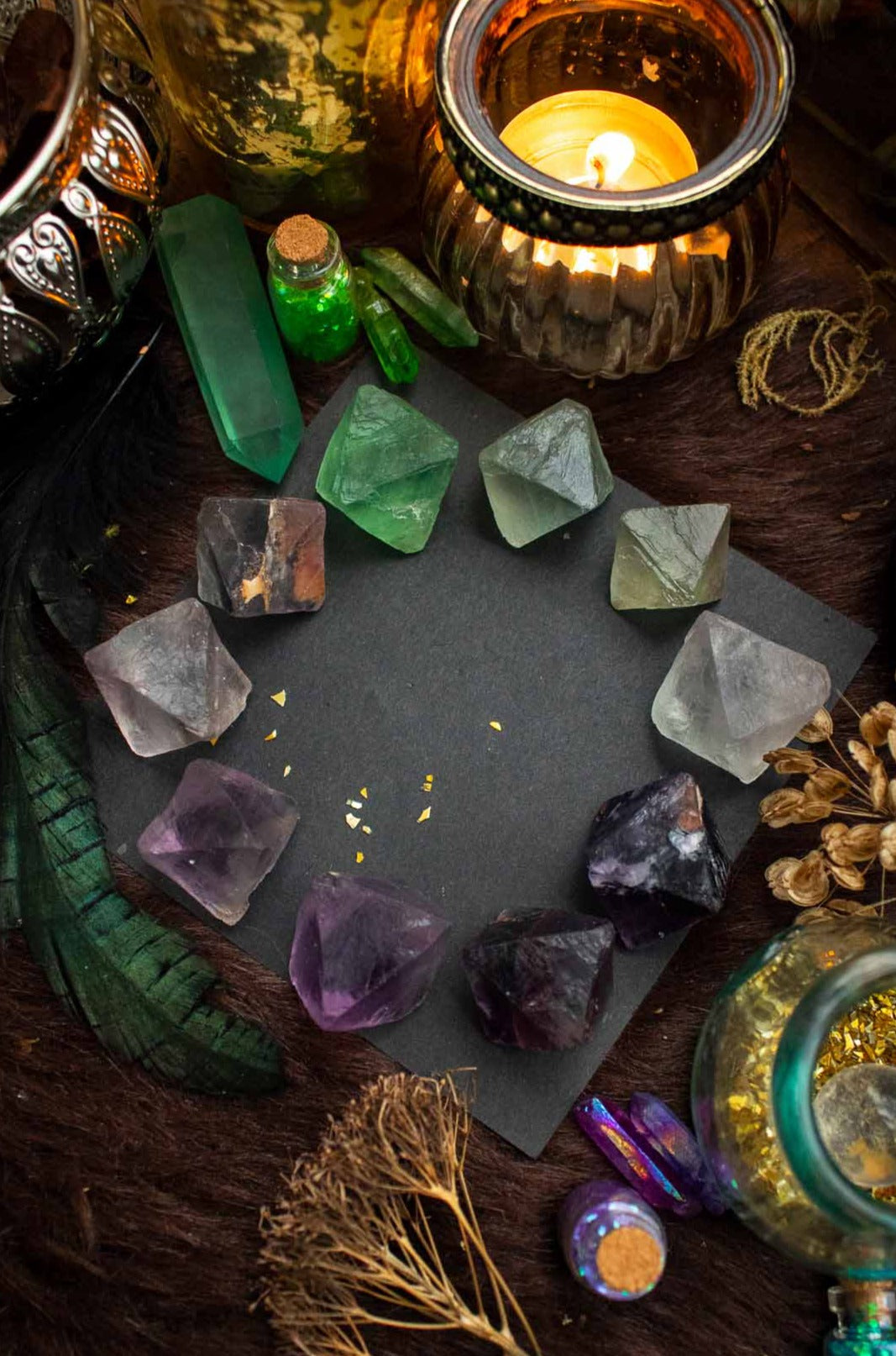 Losange de Fluorite vert et violet lunamanashop