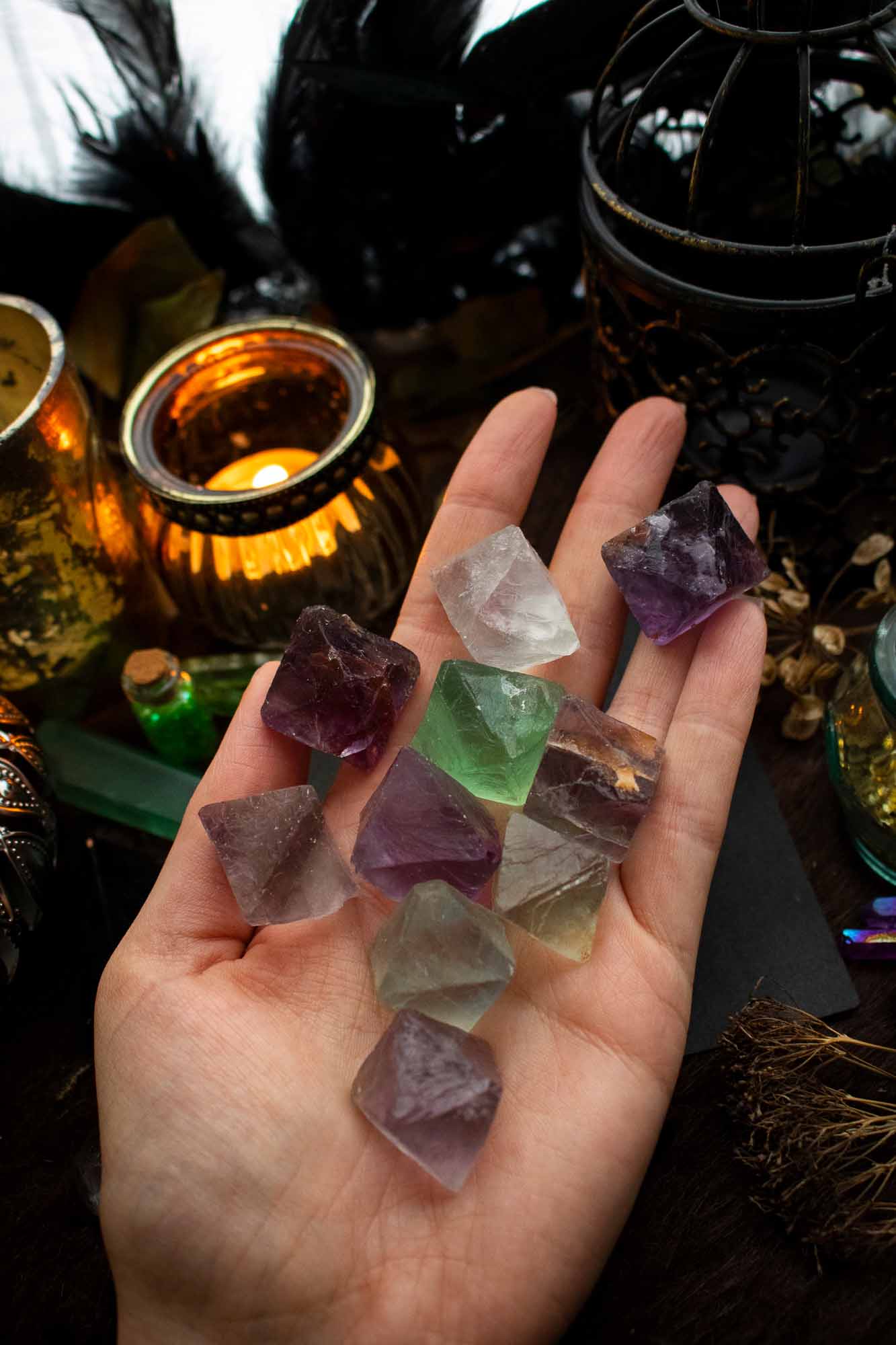 Losange de Fluorite vert et violet lunamanashop