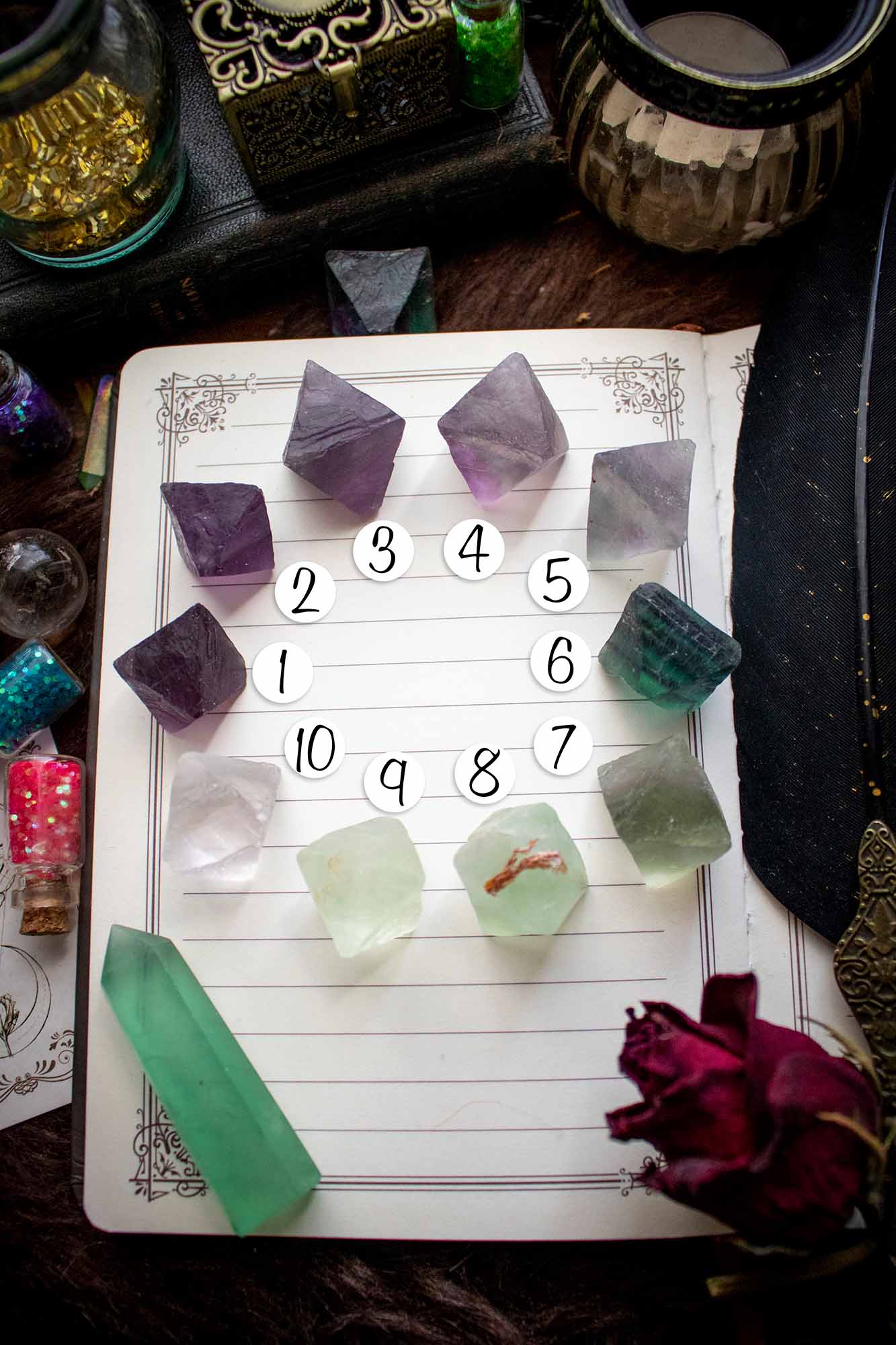 Losange de Fluorite vert et violet lunamanashop