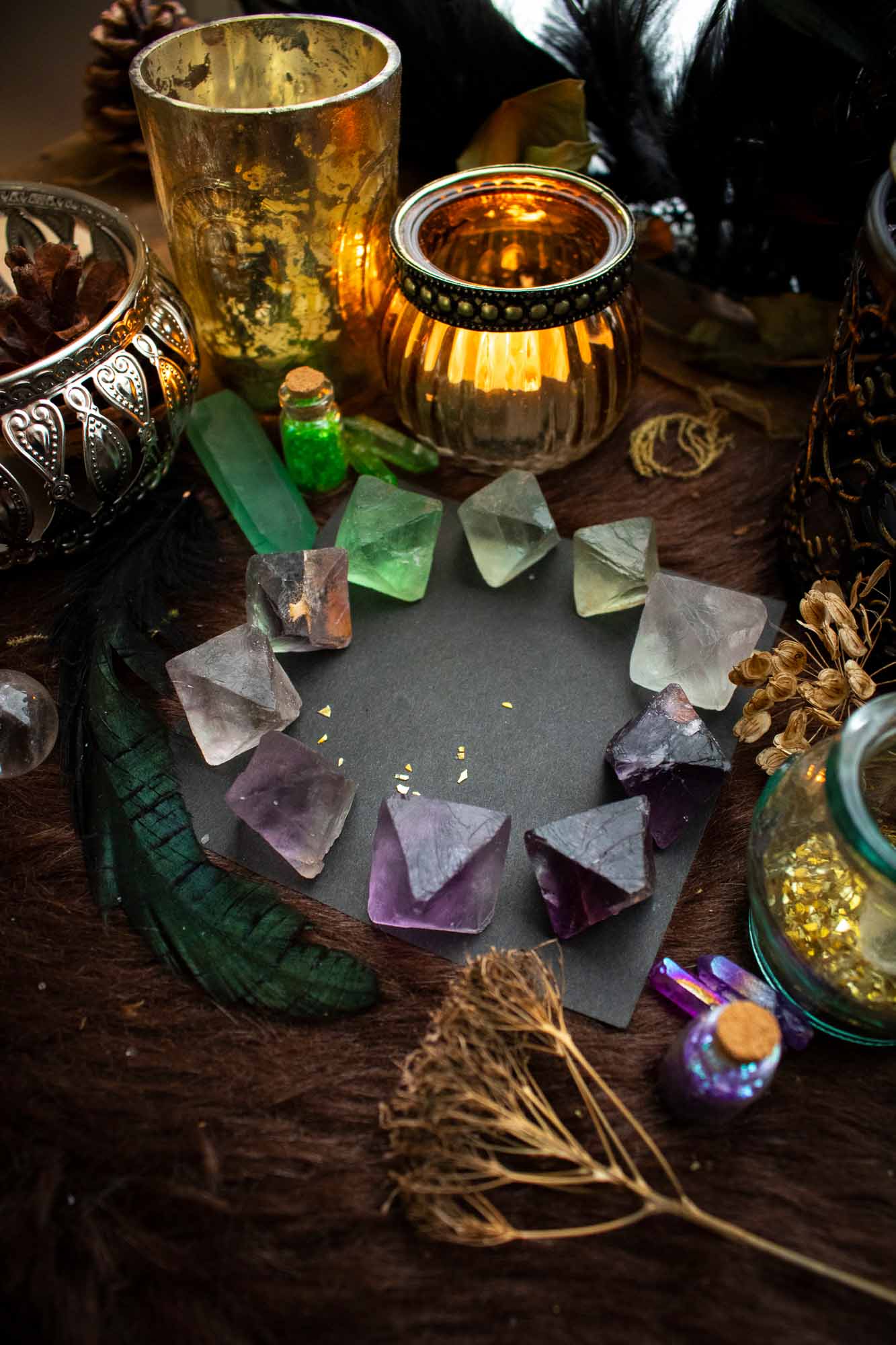 Losange de Fluorite vert et violet lunamanashop