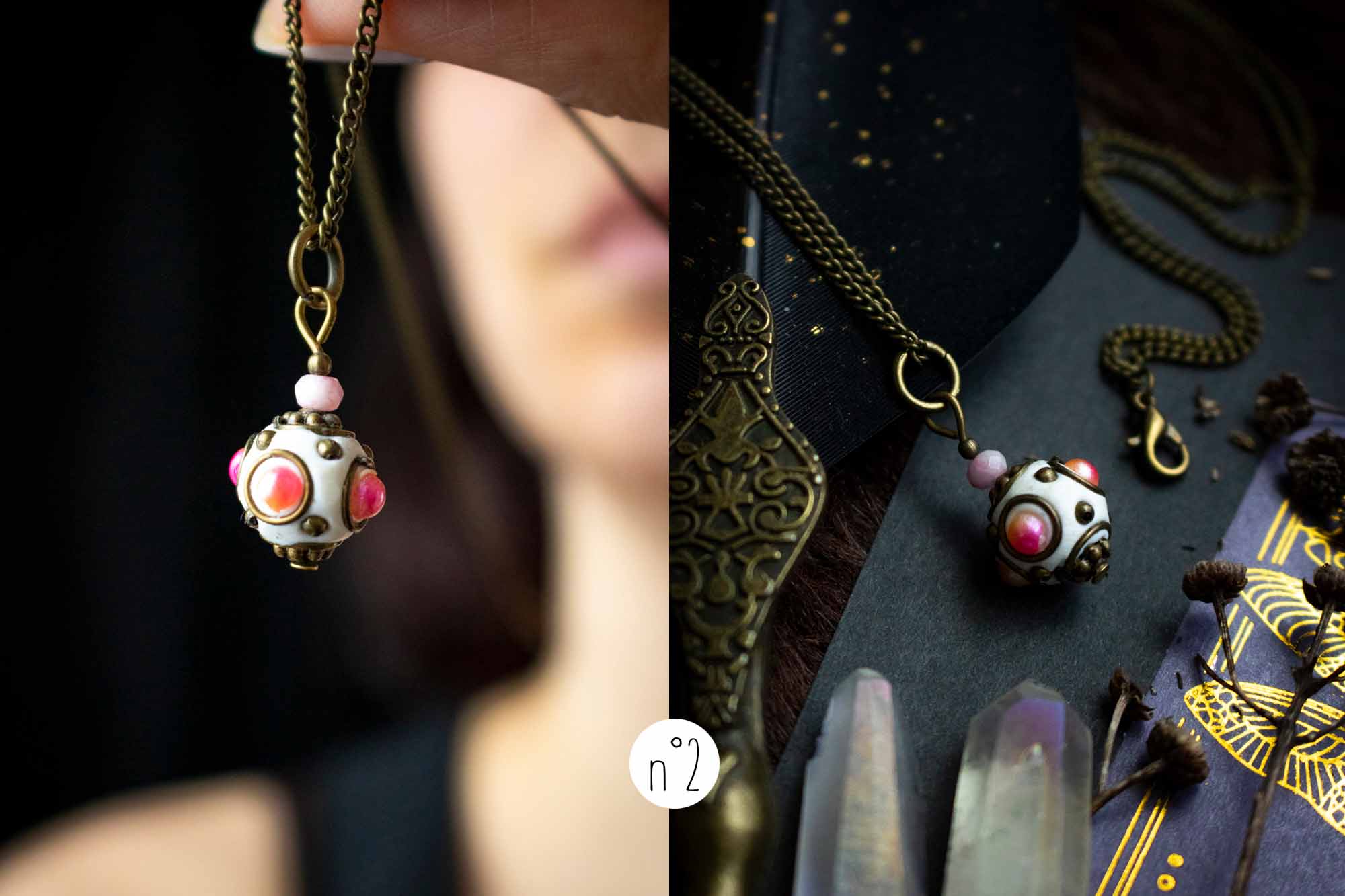 Pendentif "Sphère de déesse" en perle du Cachemire lunamanashop