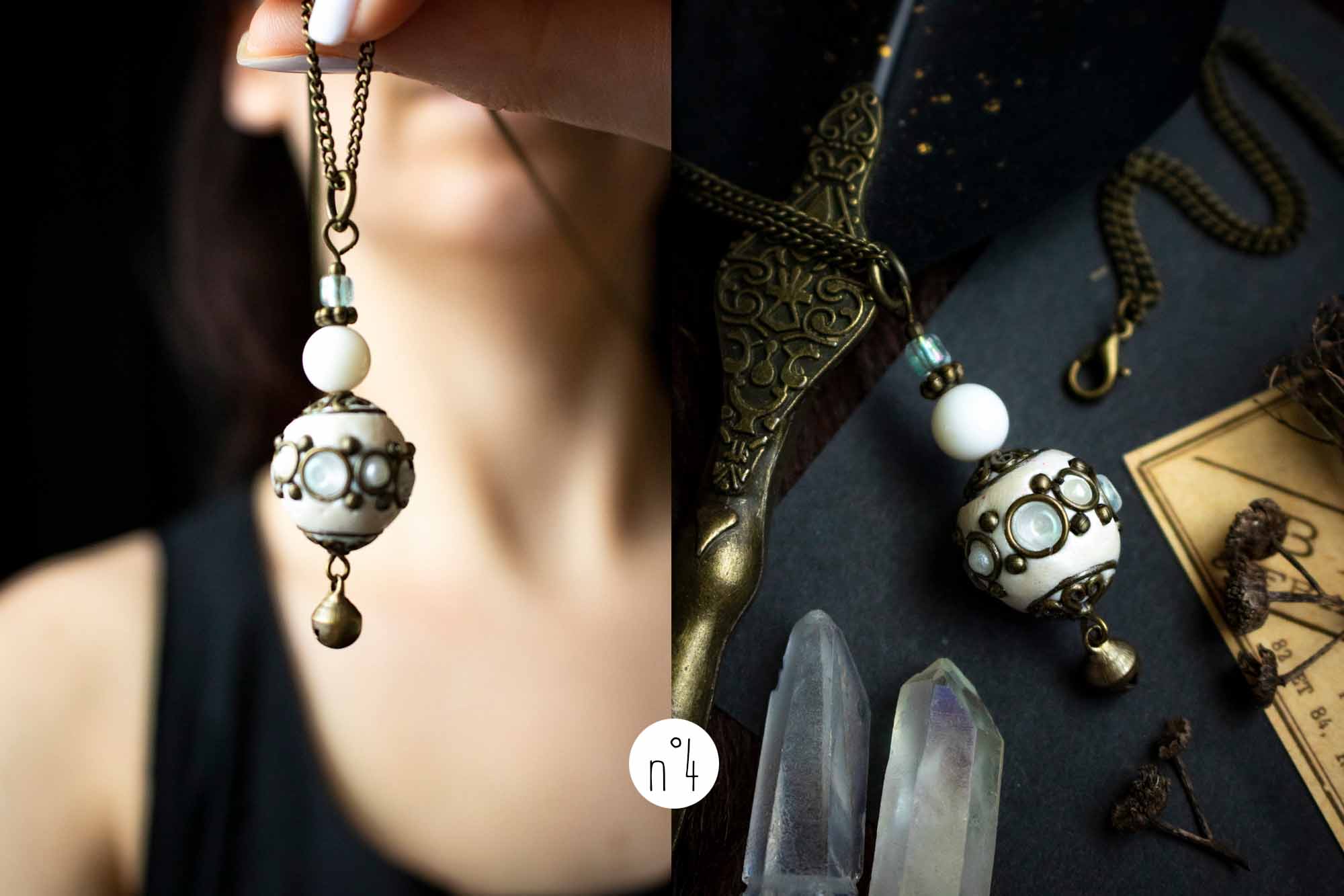 Pendentif "Sphère de déesse" en perle du Cachemire lunamanashop