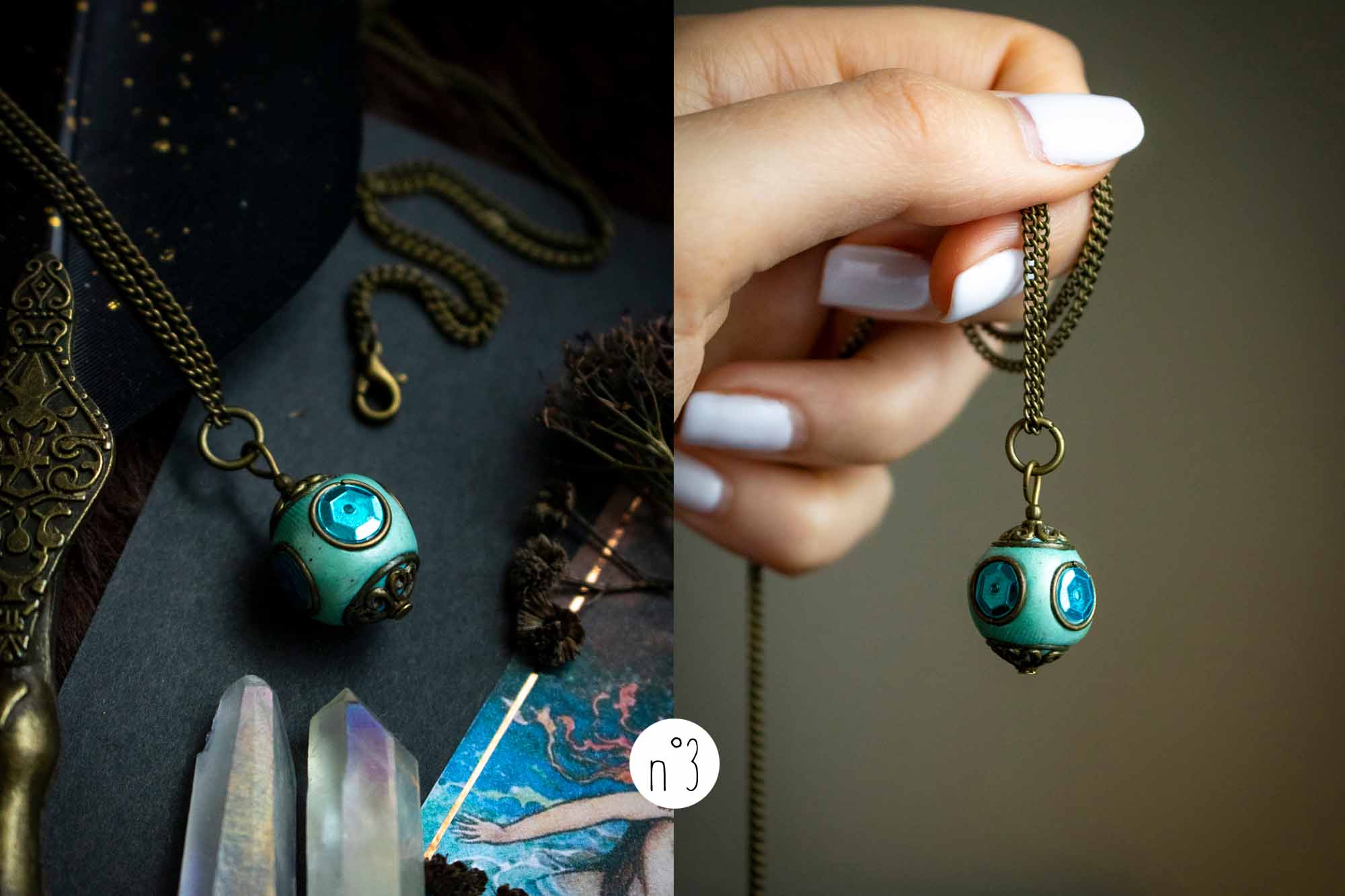 Pendentif "Sphère de déesse" en perle du Cachemire lunamanashop