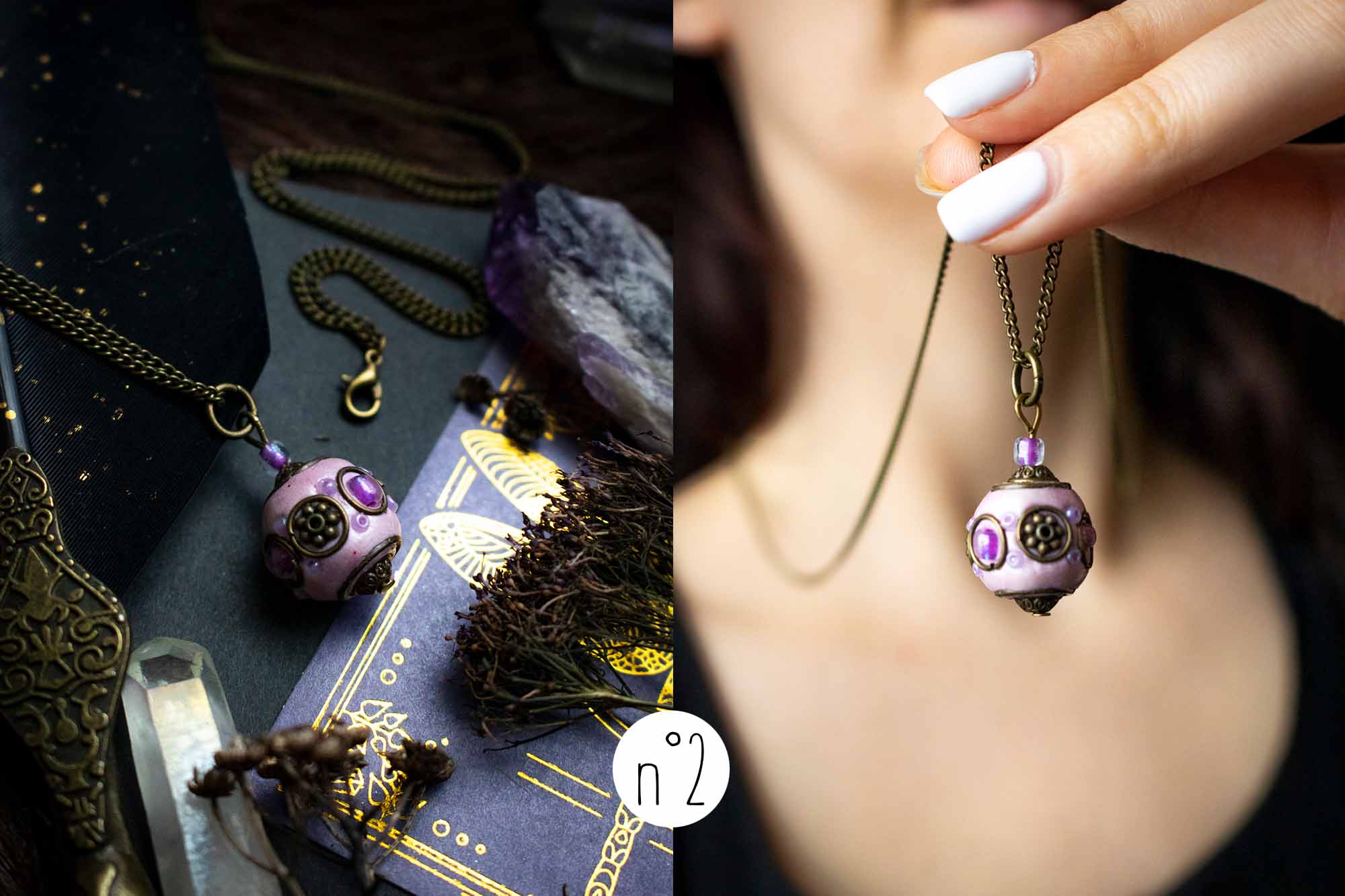 Pendentif "Sphère de magie" en perle du Cachemire lunamanashop