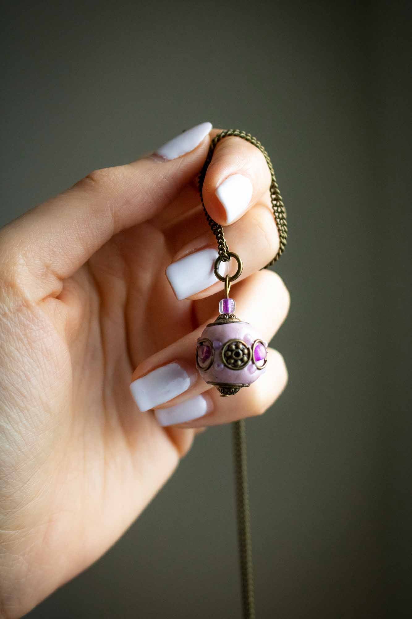 Pendentif "Sphère de magie" en perle du Cachemire lunamanashop