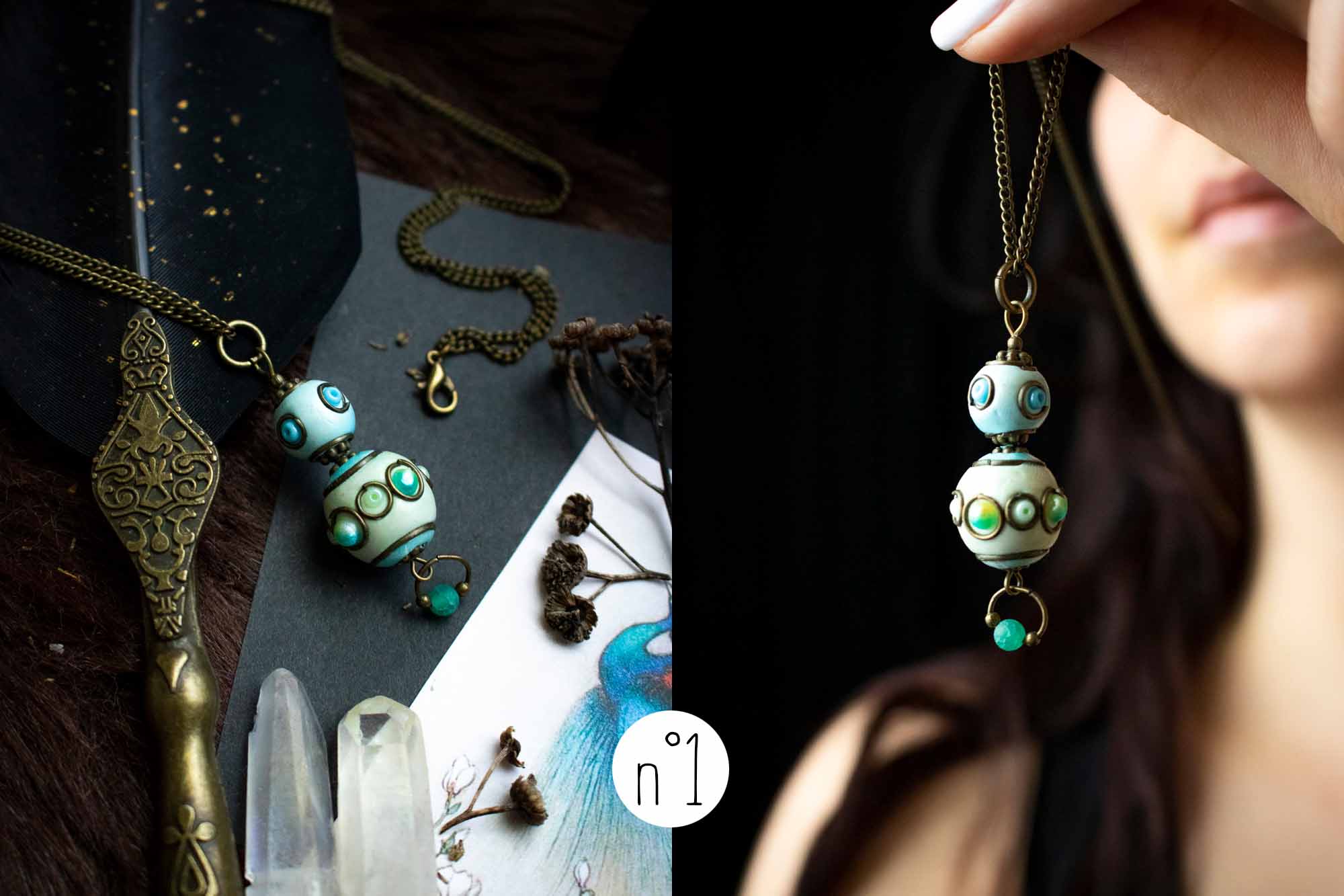 Pendentif "Sphère des esprits" en perle du Cachemire lunamanashop