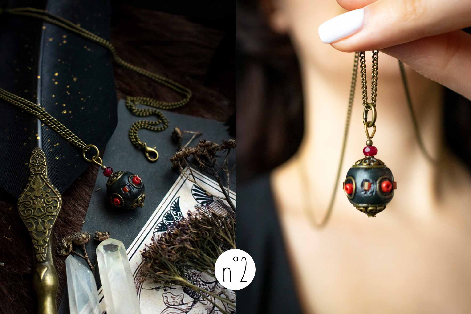 Pendentif "Sphère des esprits" en perle du Cachemire lunamanashop