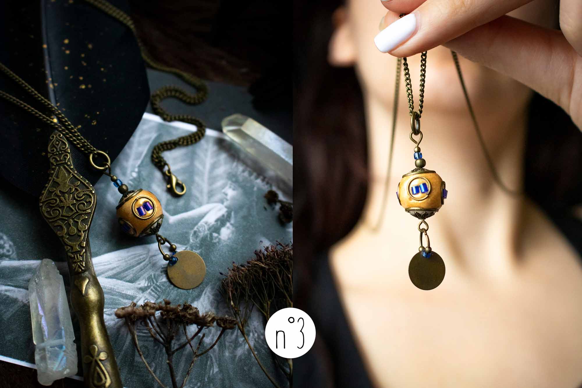 Pendentif "Sphère des esprits" en perle du Cachemire lunamanashop