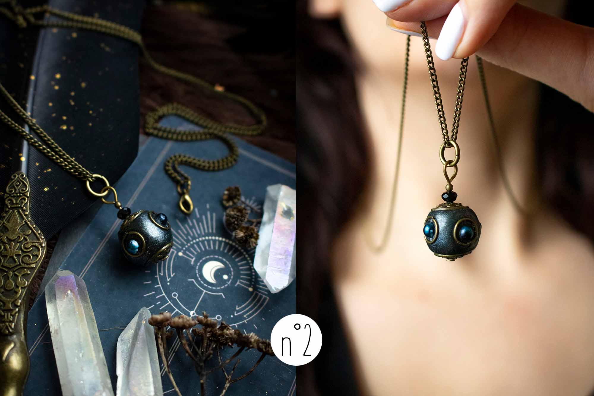 Pendentif "Sphère du temps" en perle du Cachemire lunamanashop