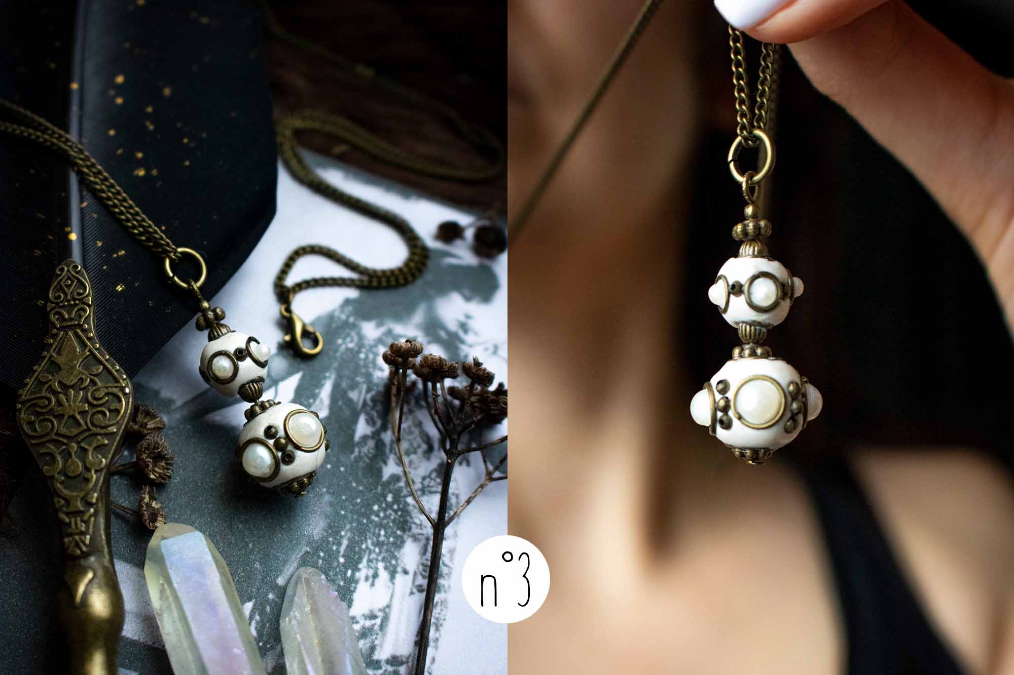 Pendentif "Sphère du temps" en perle du Cachemire lunamanashop