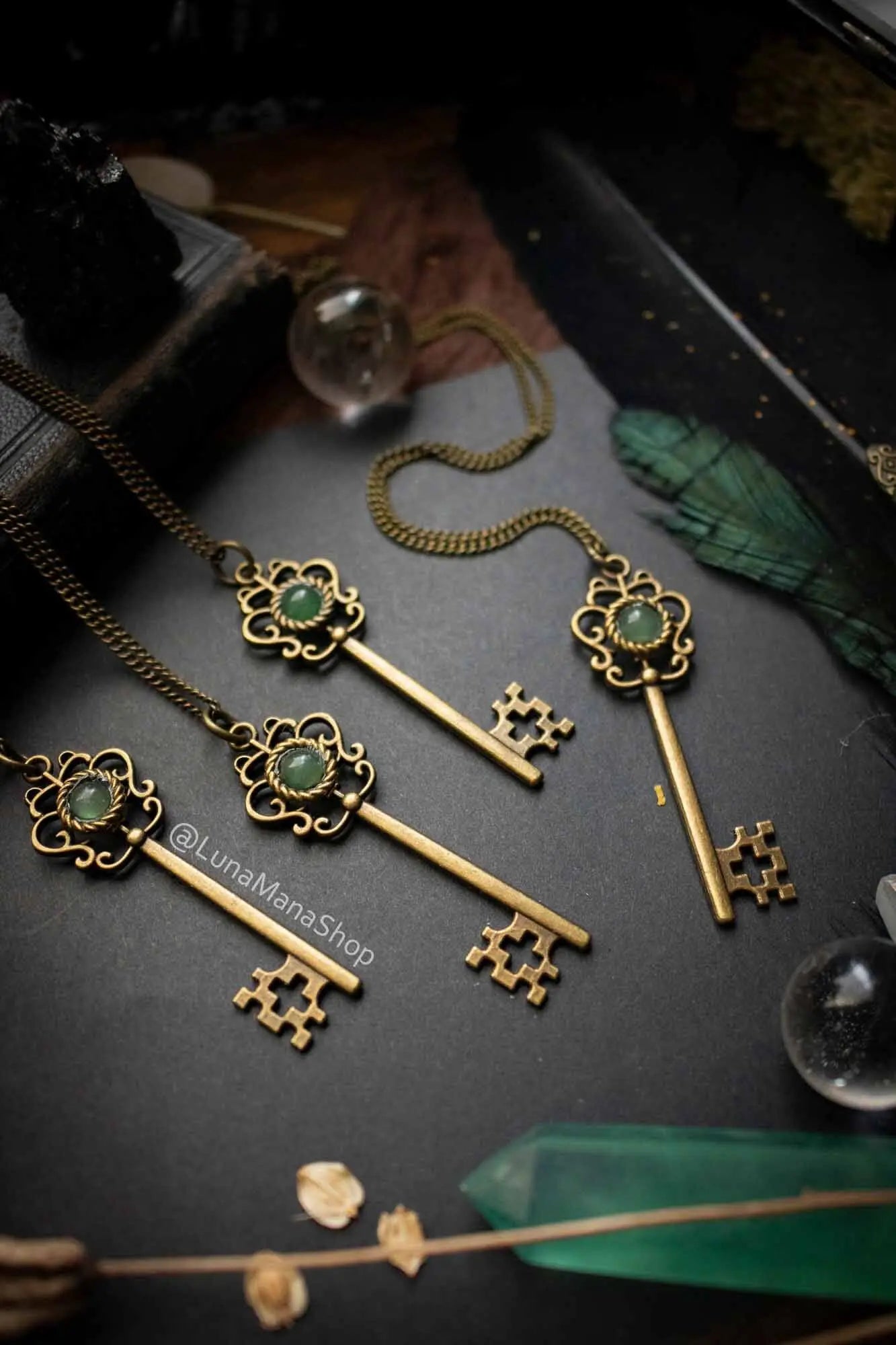 Pendentif Clé des champs en Aventurine verte lunamanashop