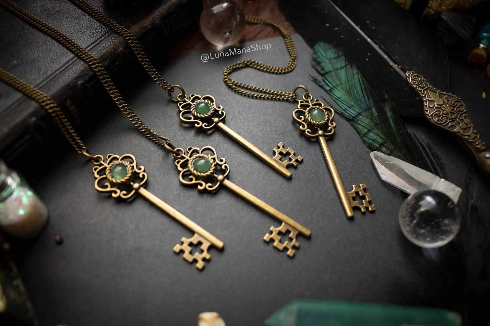 Pendentif Clé des champs en Aventurine verte lunamanashop
