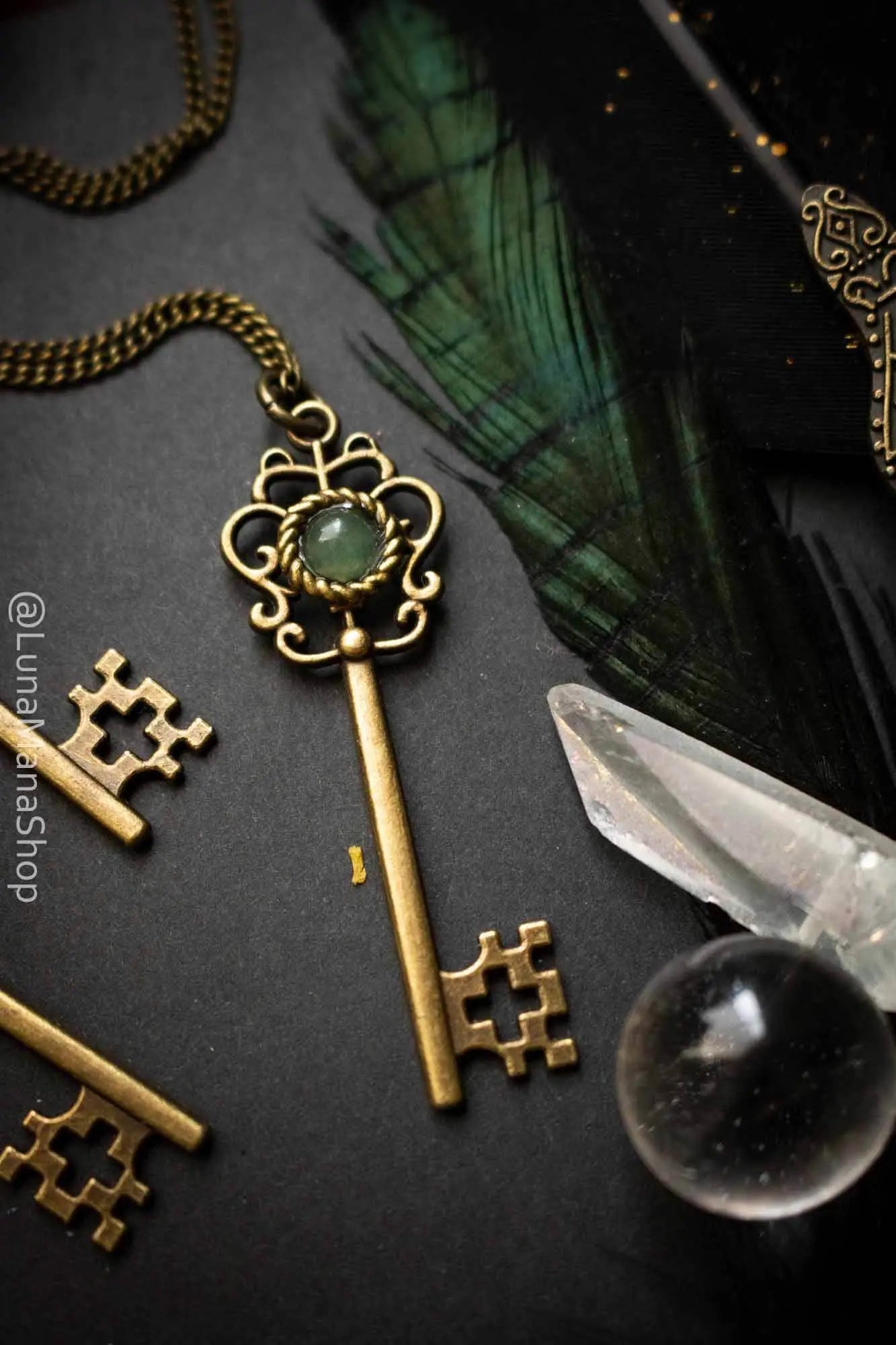 Pendentif Clé des champs en Aventurine verte lunamanashop