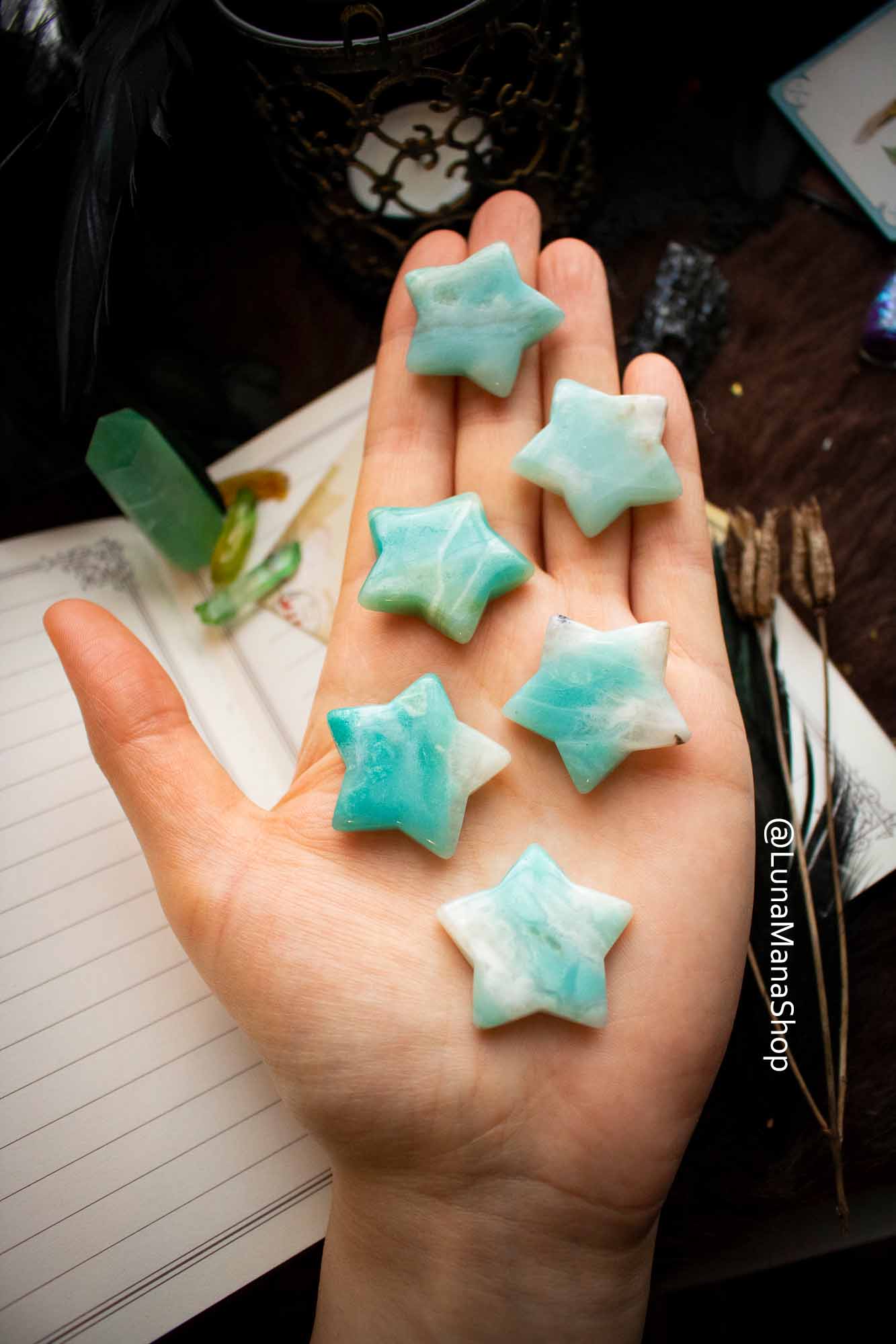 Pierre Amazonite en forme d'étoile lunamanashop