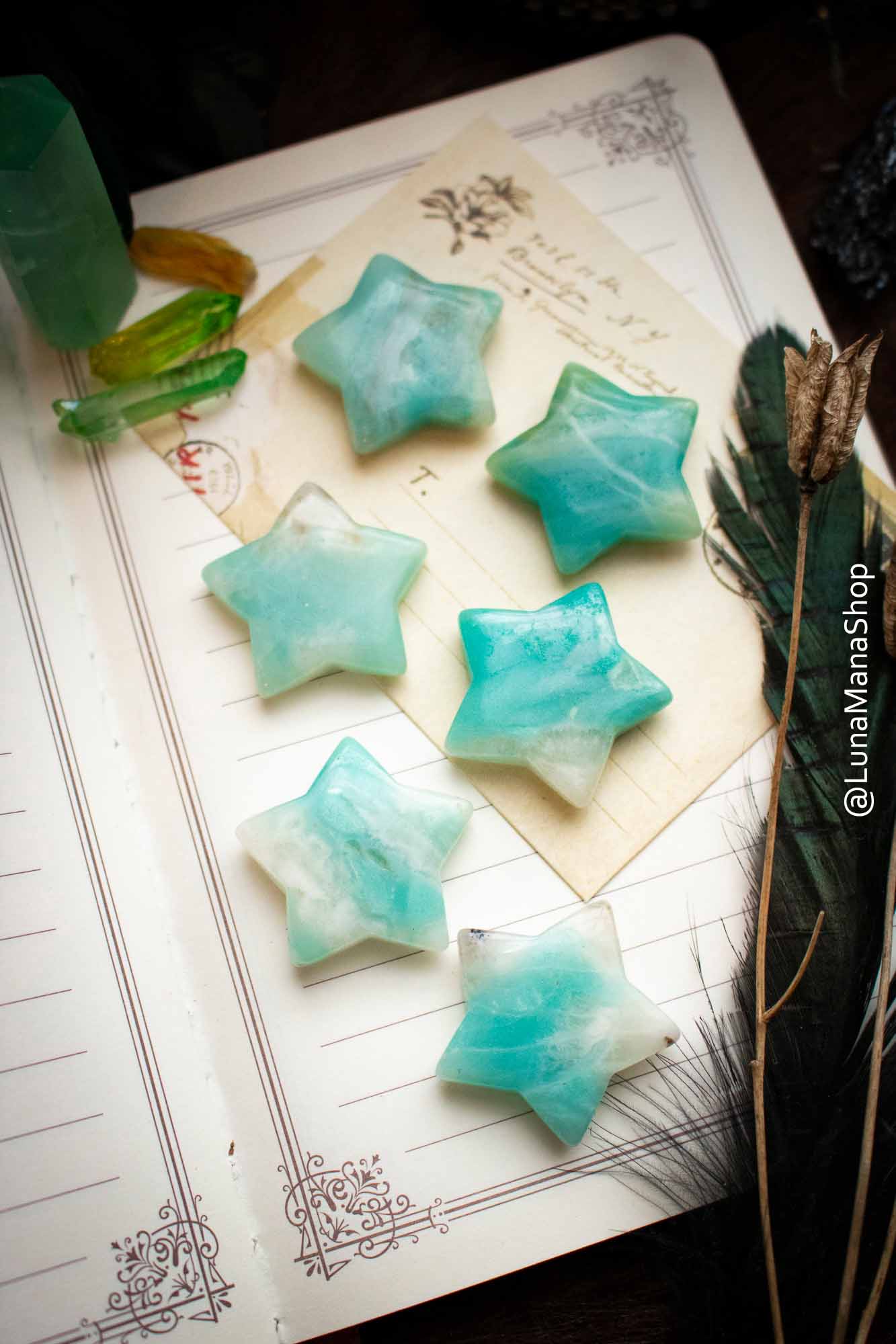 Pierre Amazonite en forme d'étoile lunamanashop