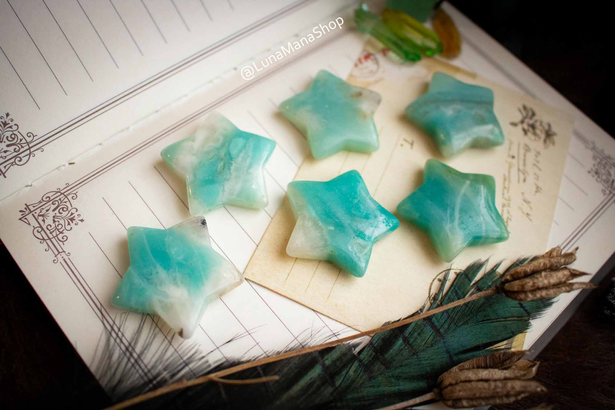 Pierre Amazonite en forme d'étoile lunamanashop