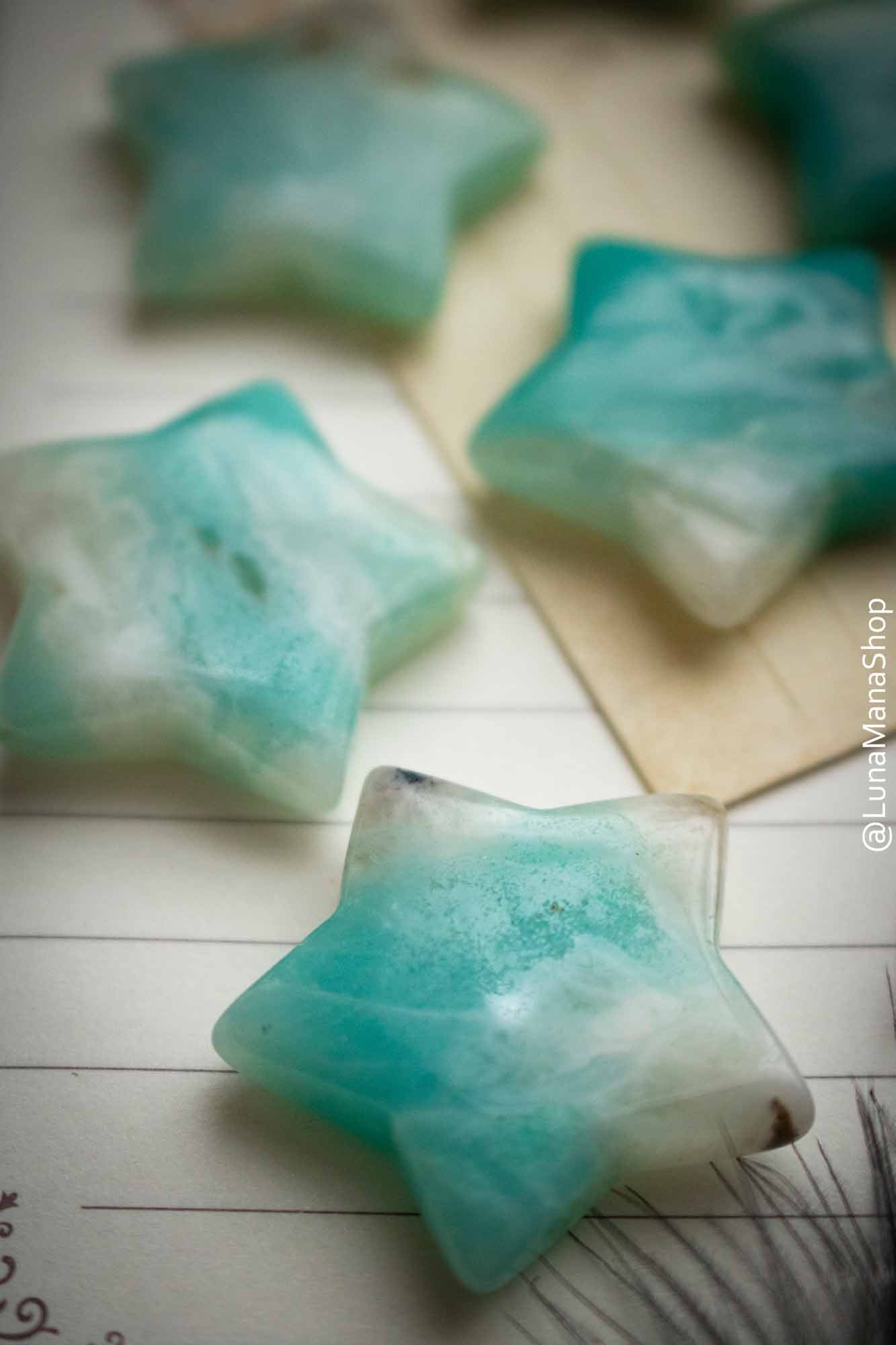 Pierre Amazonite en forme d'étoile lunamanashop