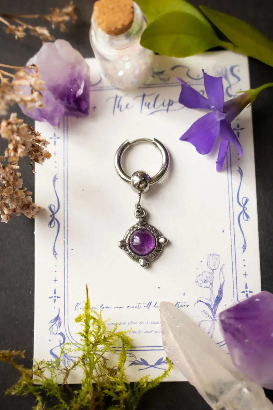 Anneau à breloque Améthyste ronde (à l'unité) lunamanashop