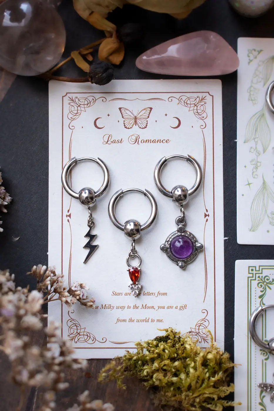 Anneau à breloque Améthyste ronde (à l'unité) lunamanashop