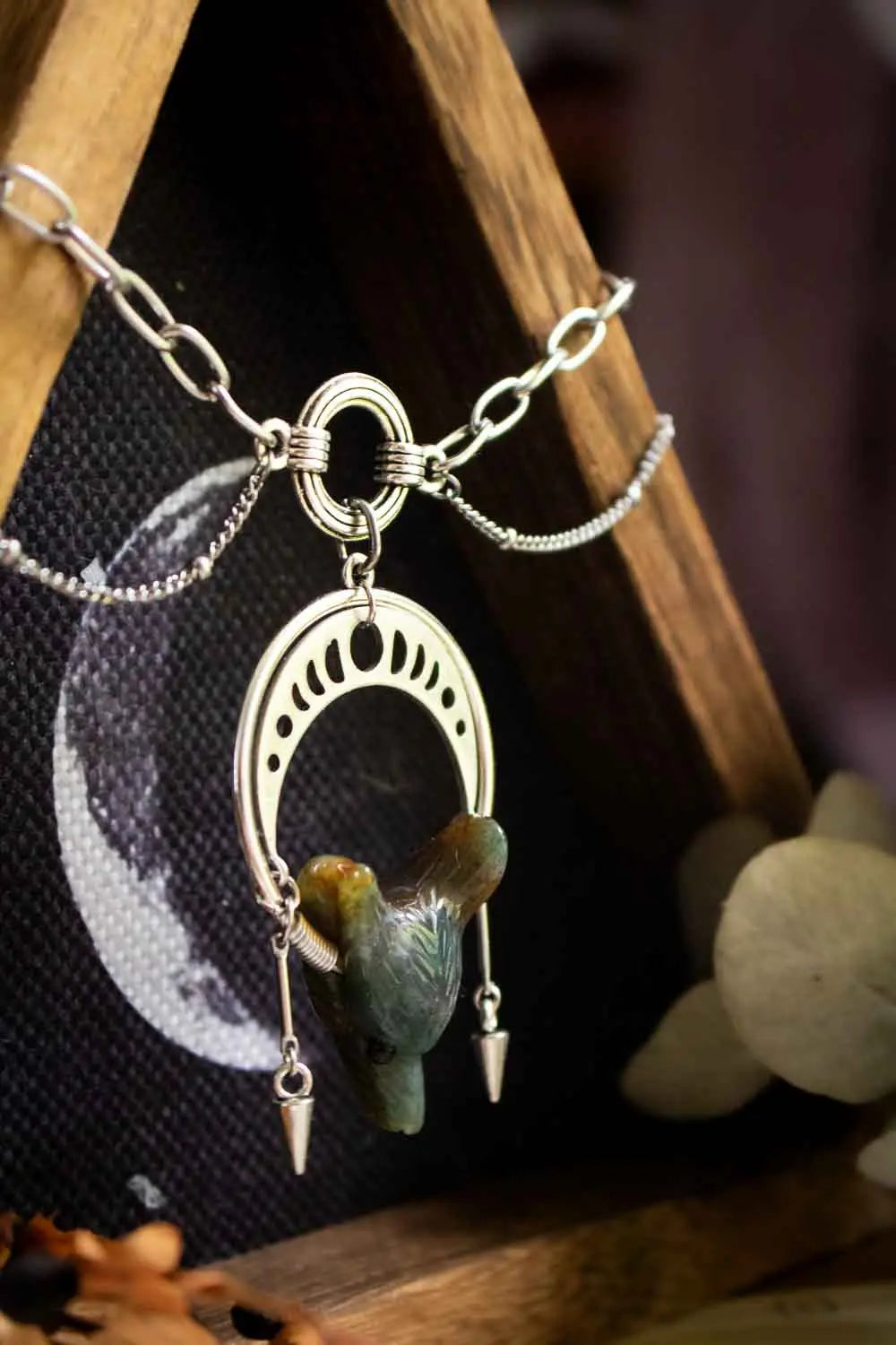 Collier renard en agate Voyageur Nocturne lunamanashop