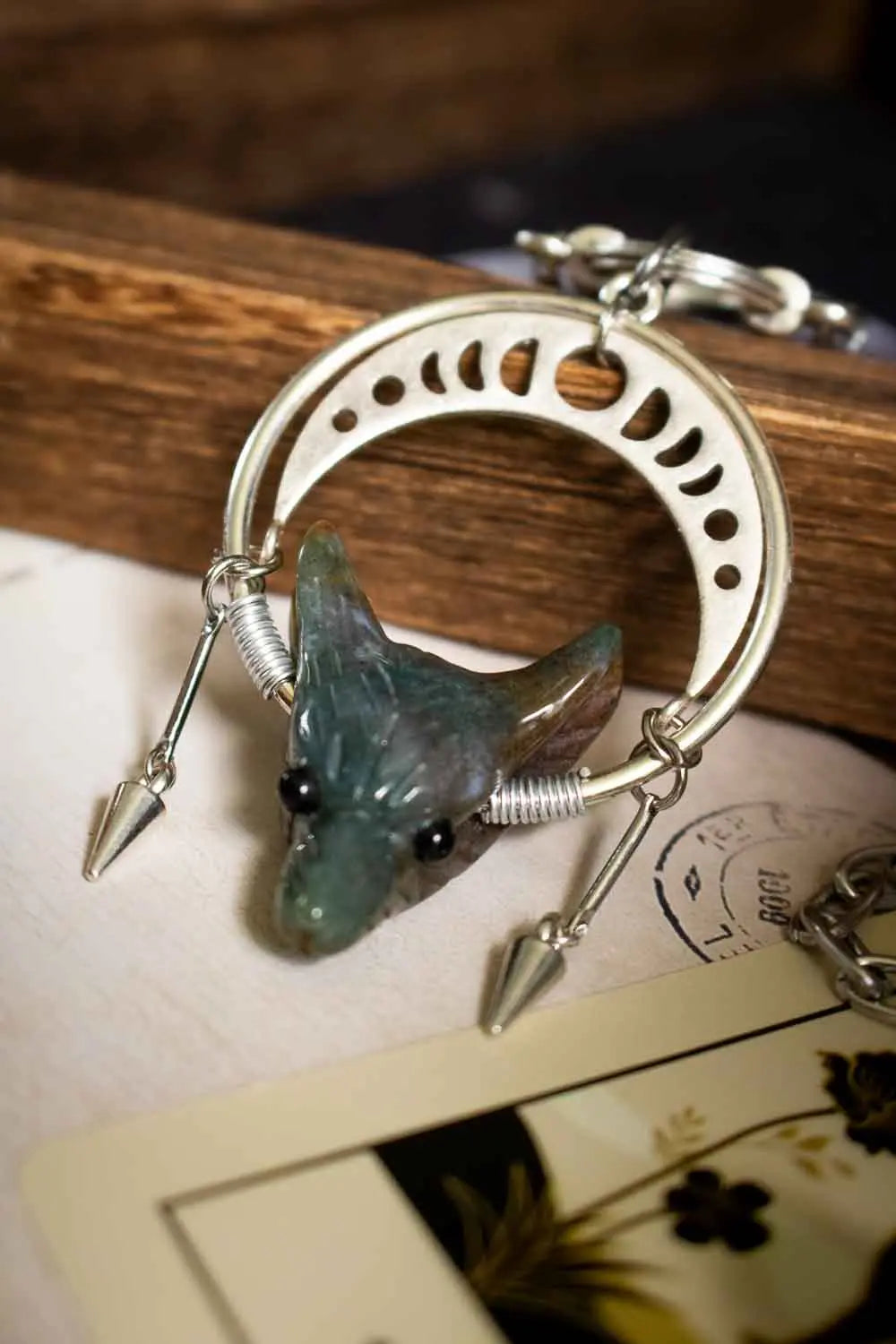 Collier renard en agate Voyageur Nocturne lunamanashop