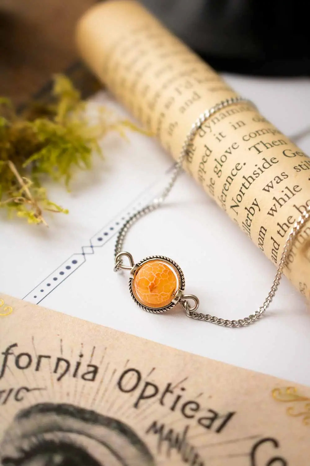 Collier choker Noche orange en Agate craquelée lunamanashop
