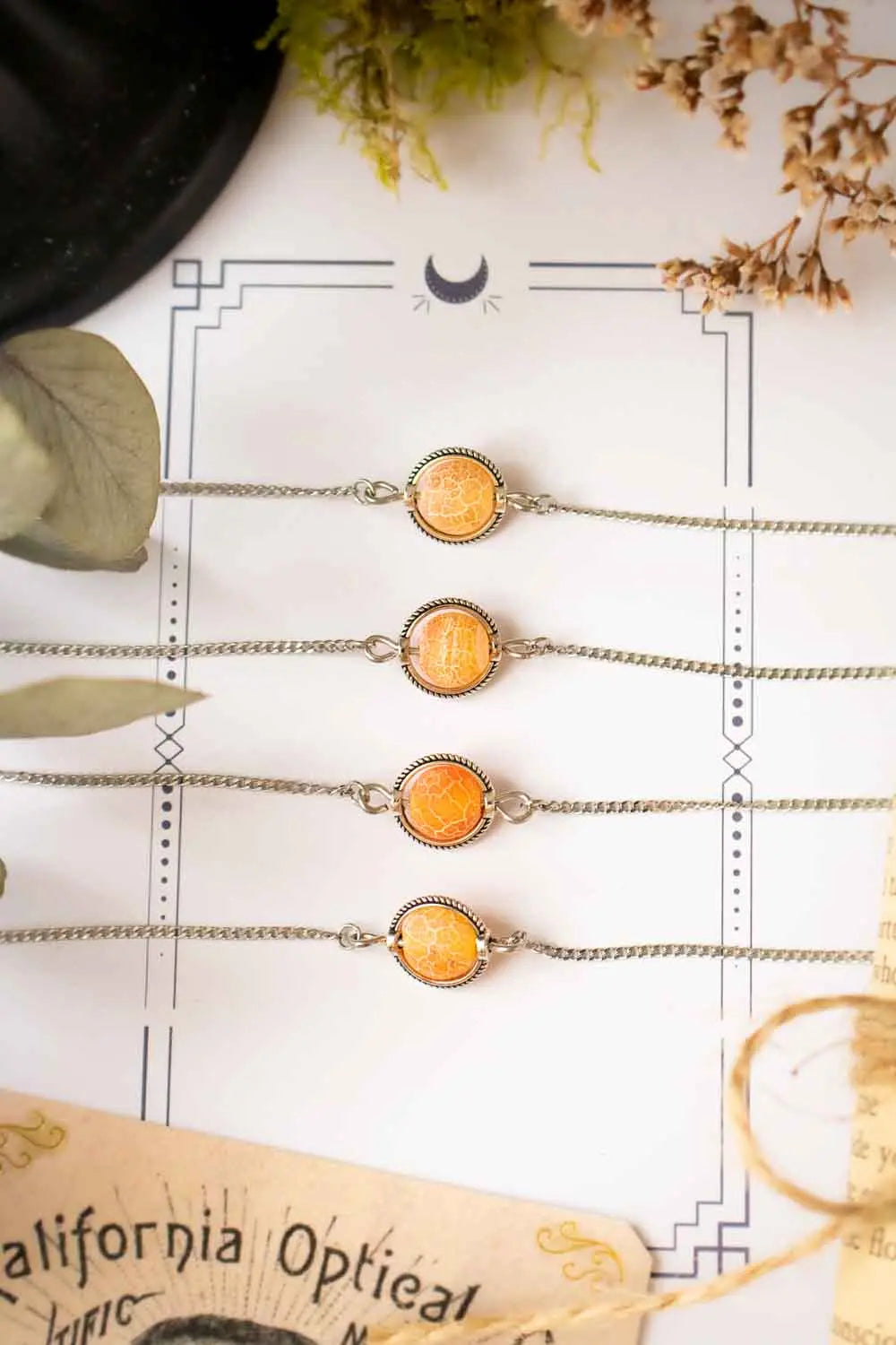 Collier choker Noche orange en Agate craquelée lunamanashop