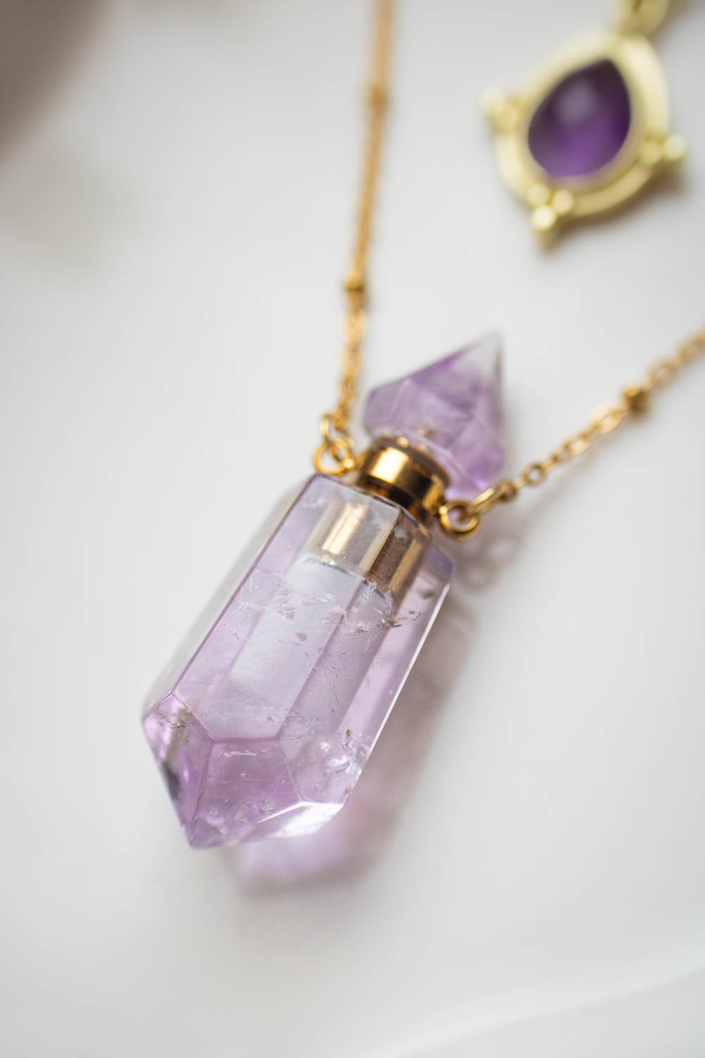 Collier double rang Améthyste dorée - Fiole mystique - Shéhérazade lunamanashop