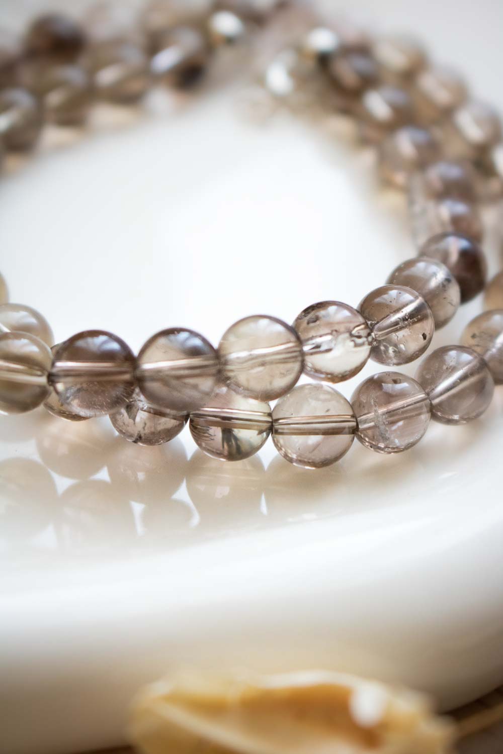 Collier ras de cou quartz fumé - Perles marron transparent - Brume lunamanashop
