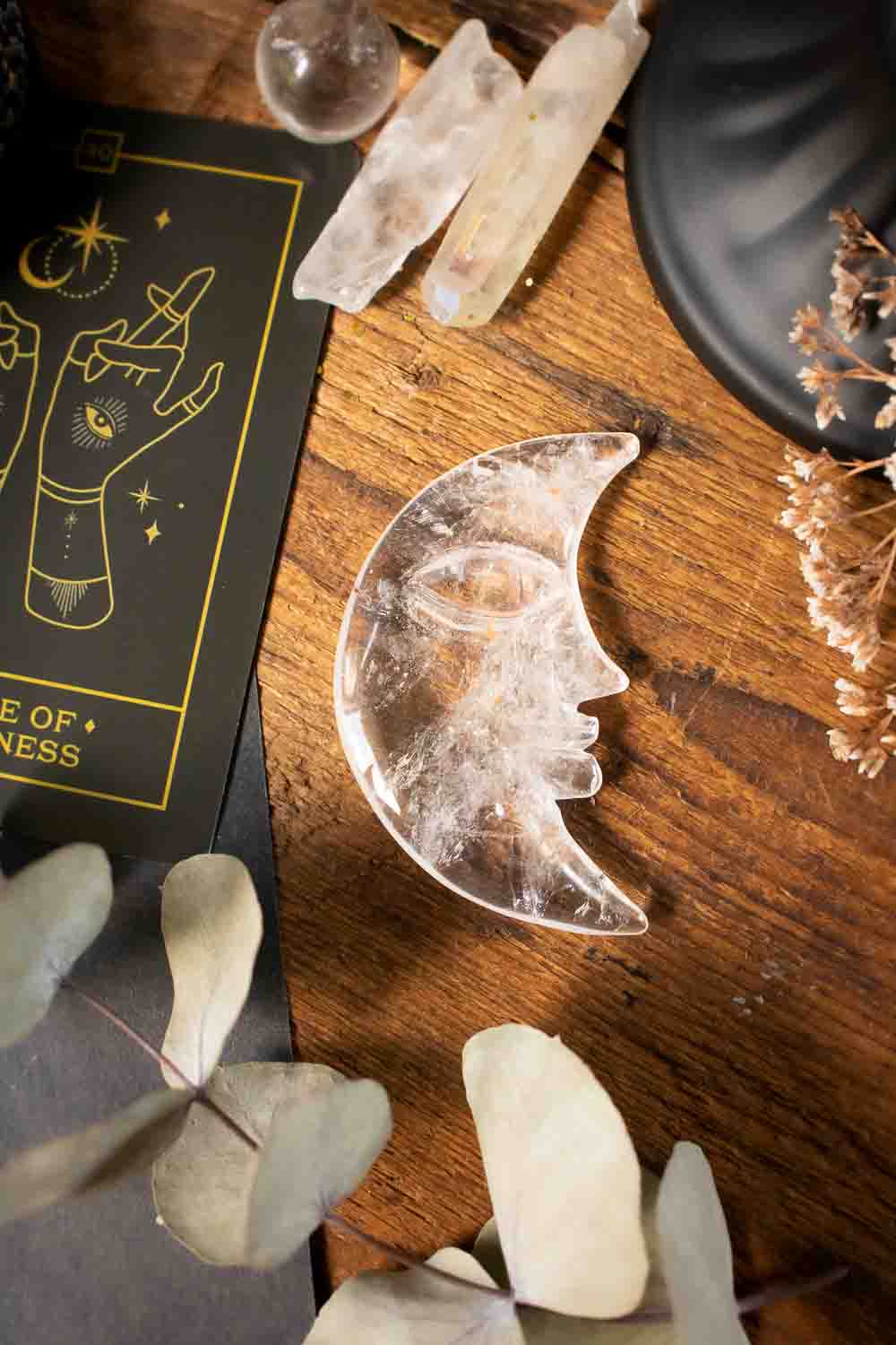 Lune de quartz transparent souriante lunamanashop