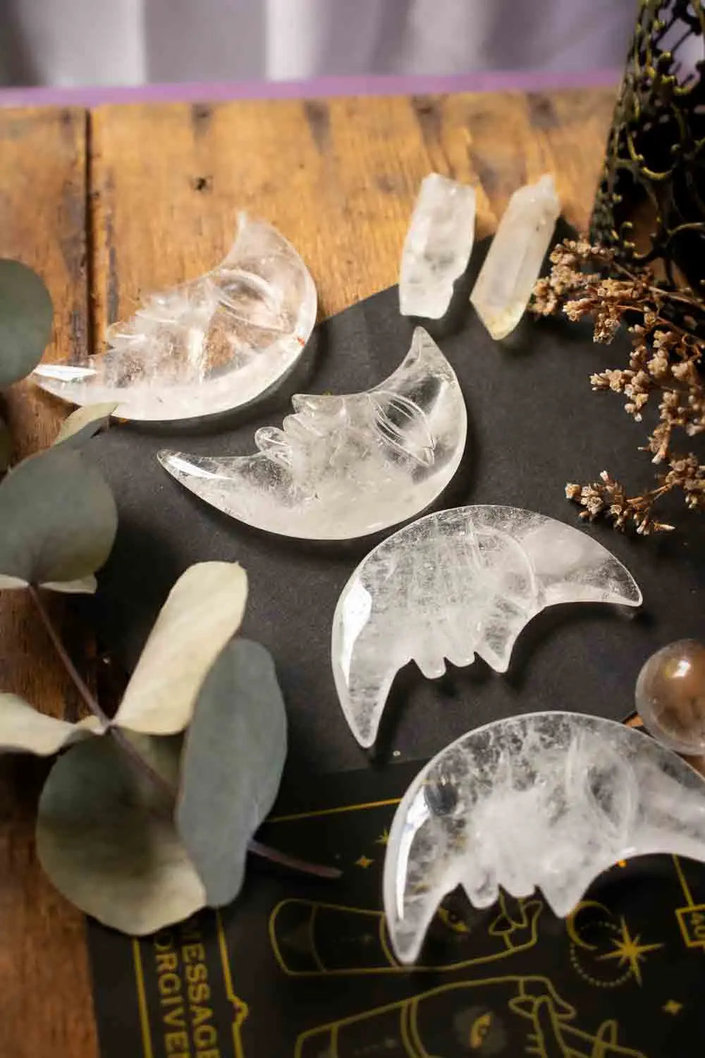 Lune de quartz transparent souriante lunamanashop