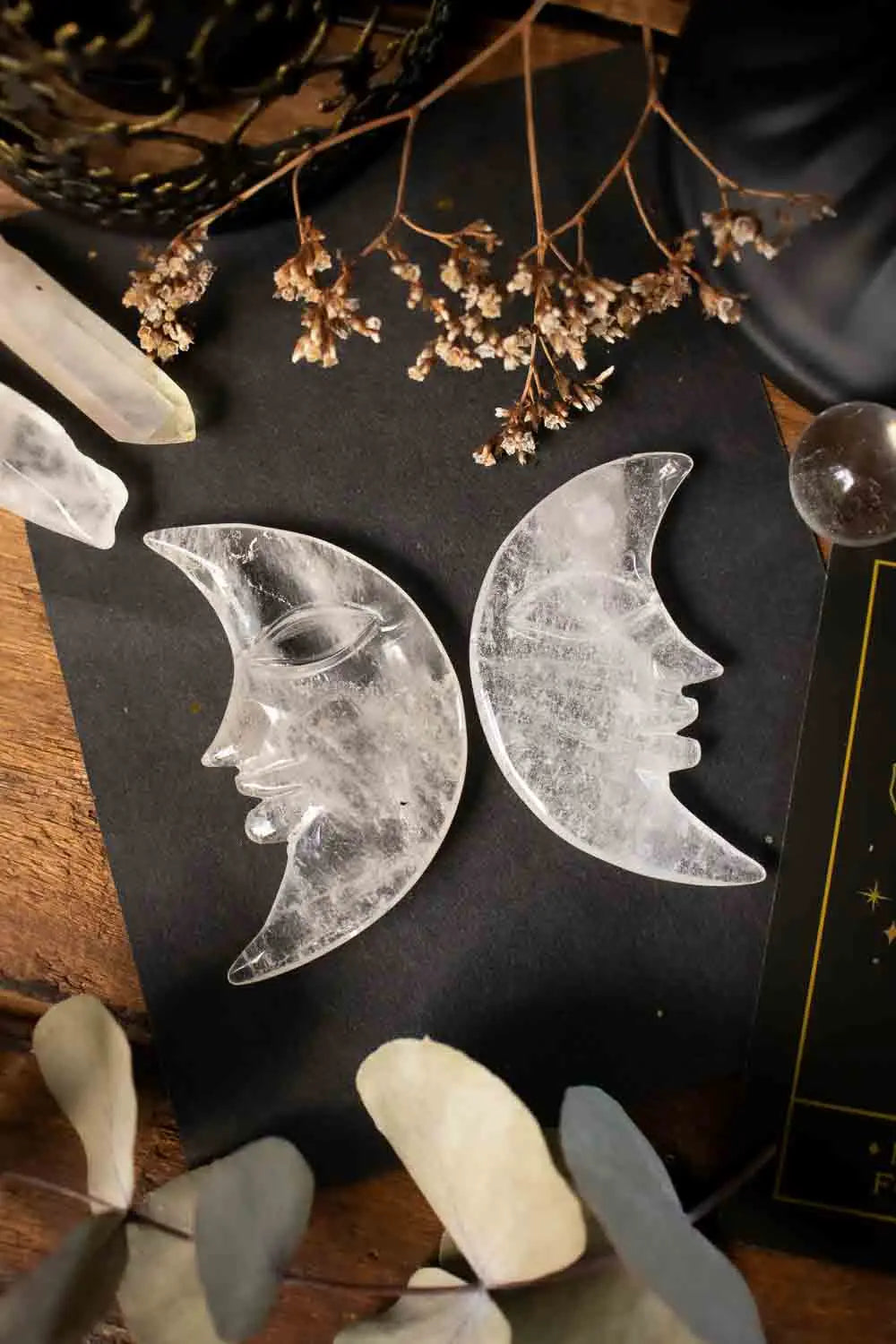 Lune de quartz transparent souriante lunamanashop