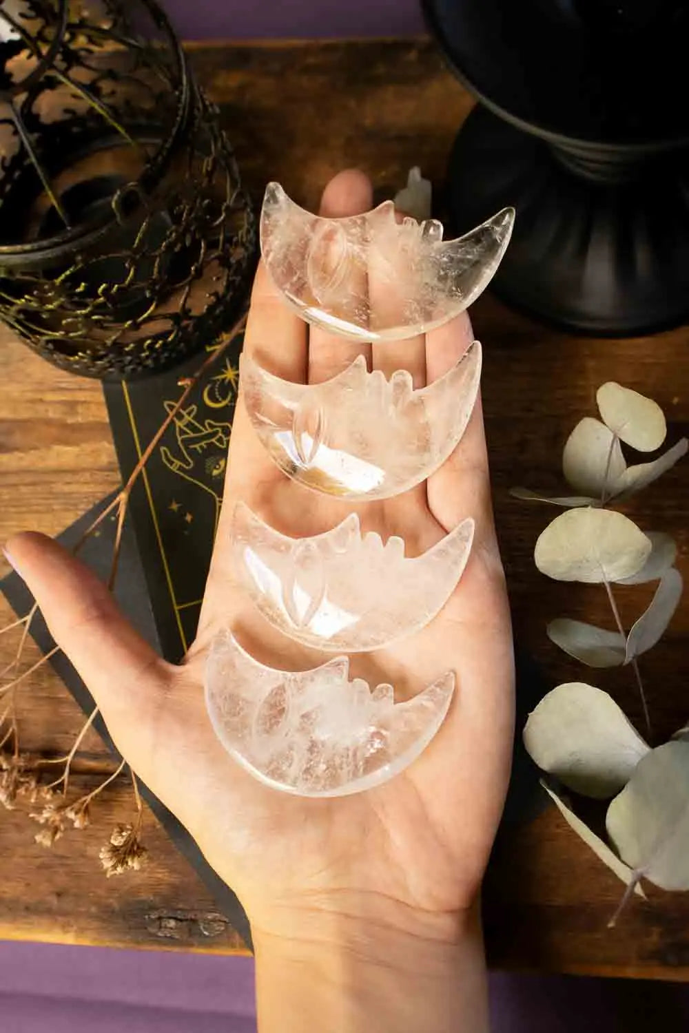 Lune de quartz transparent souriante lunamanashop