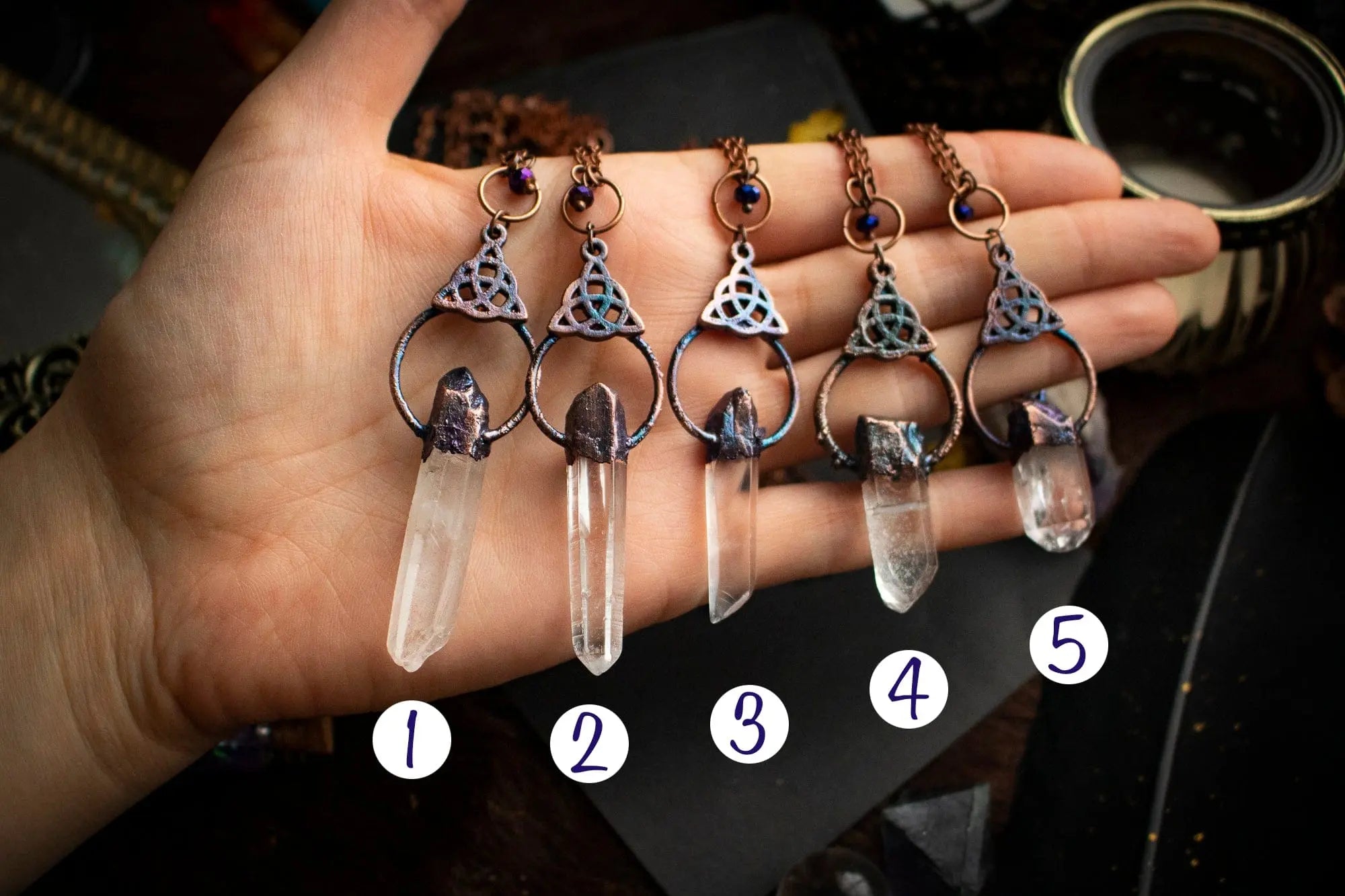 Pendentif "Pointe Cristalline" en Quartz électroformé lunamanashop