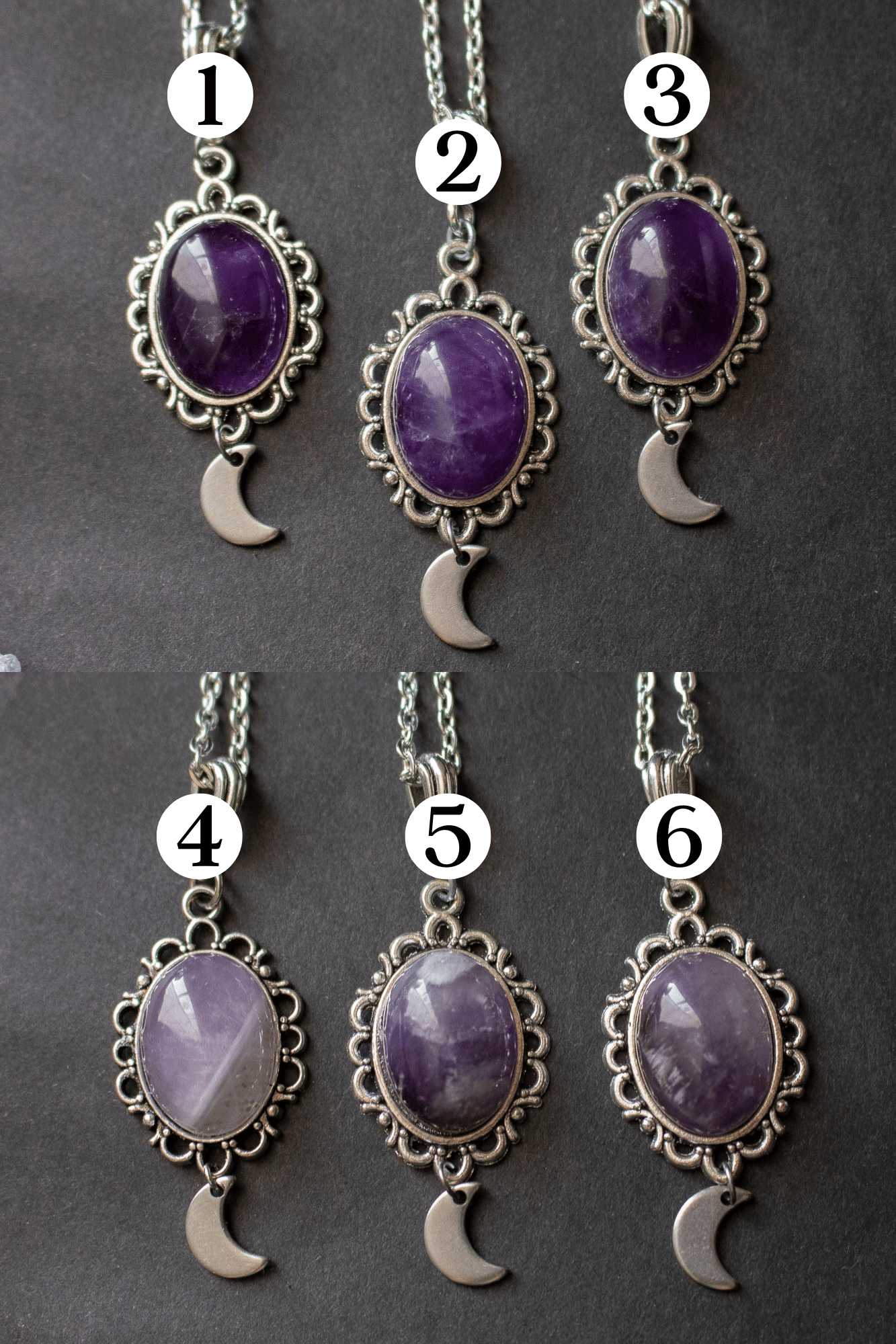 Pendentif ancien lune et améthyste - lunamanashop