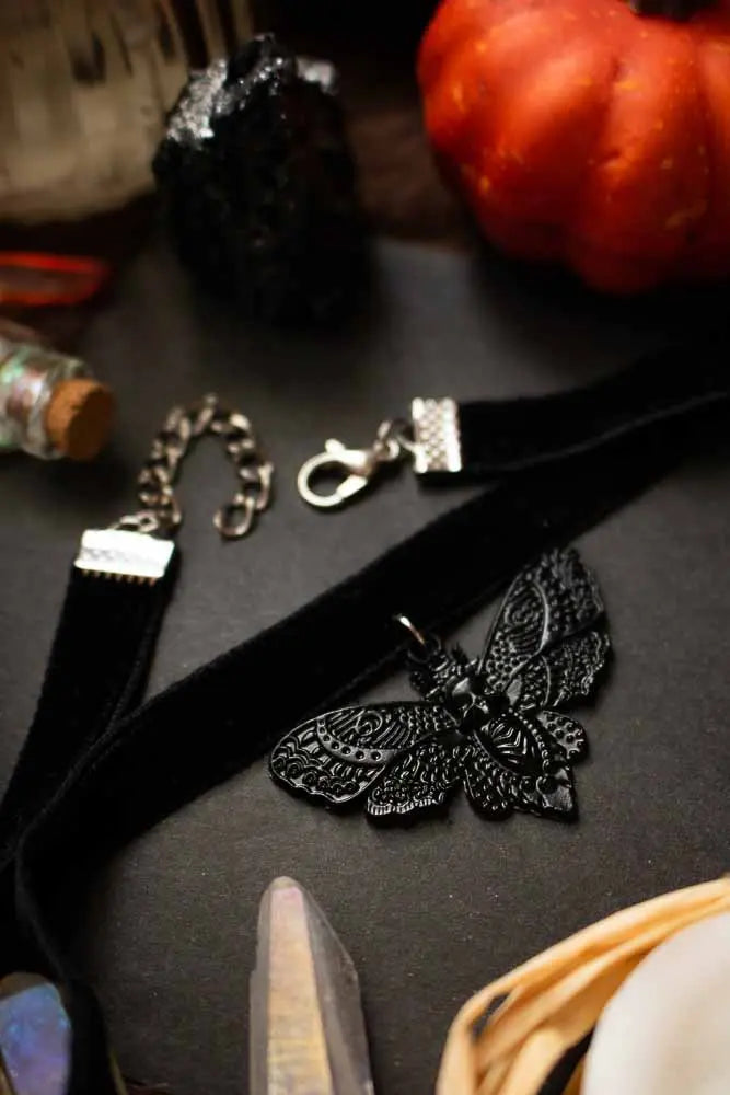 Collier ras de cou papillon nocturne lunamanashop