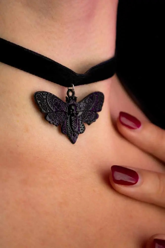 Collier ras de cou papillon nocturne lunamanashop