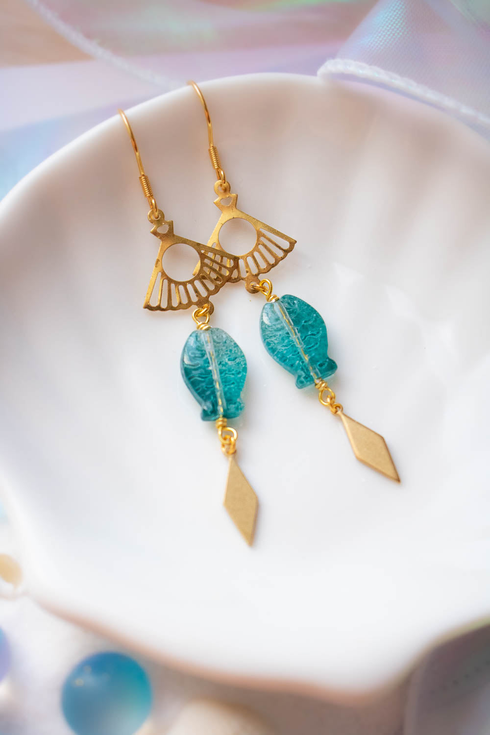 Boucles d'oreilles Aquarelle - Compagnons aquatique bleuté lunamanashop