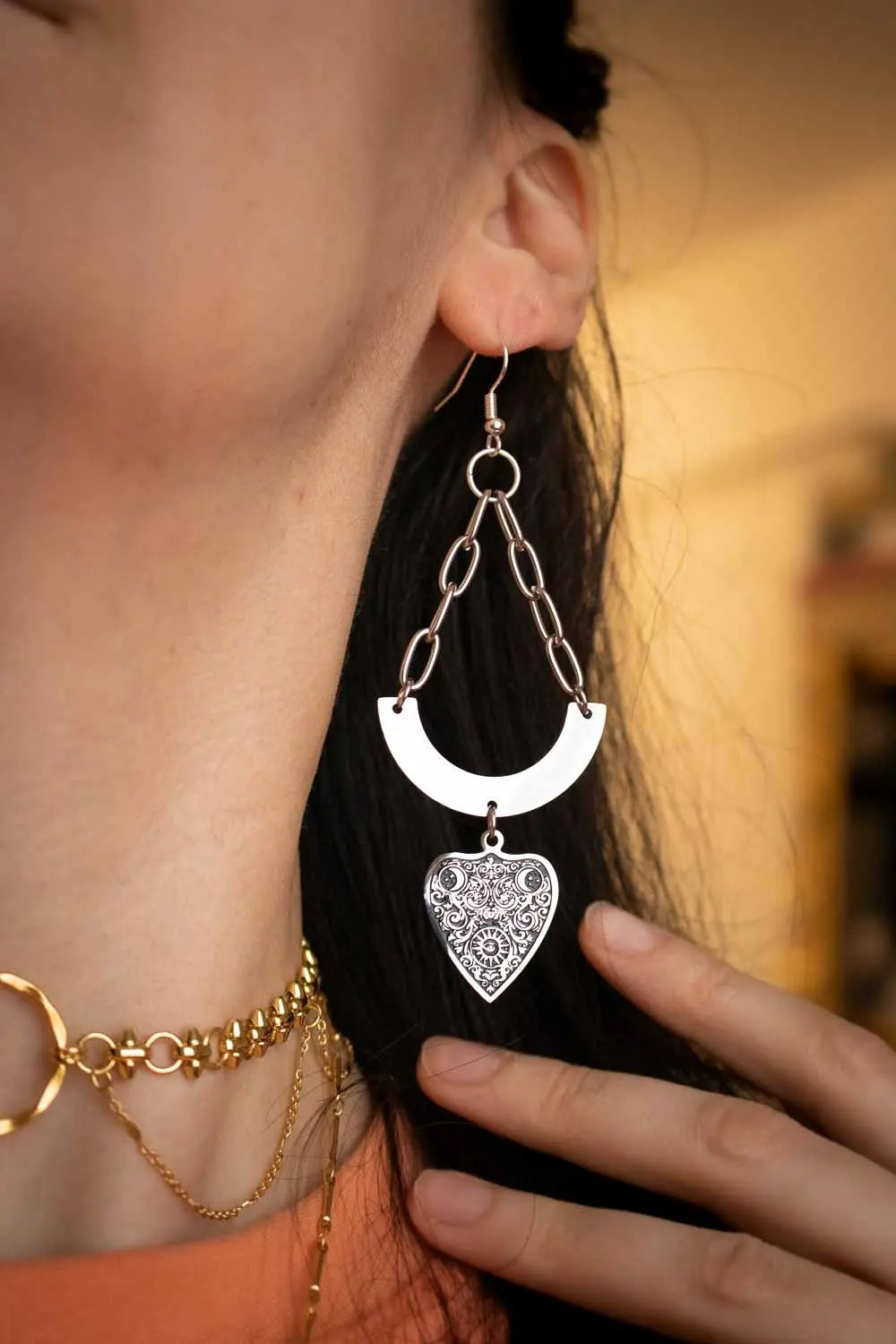 Boucles d'oreilles Astrid - Cœur d'acier lunamanashop