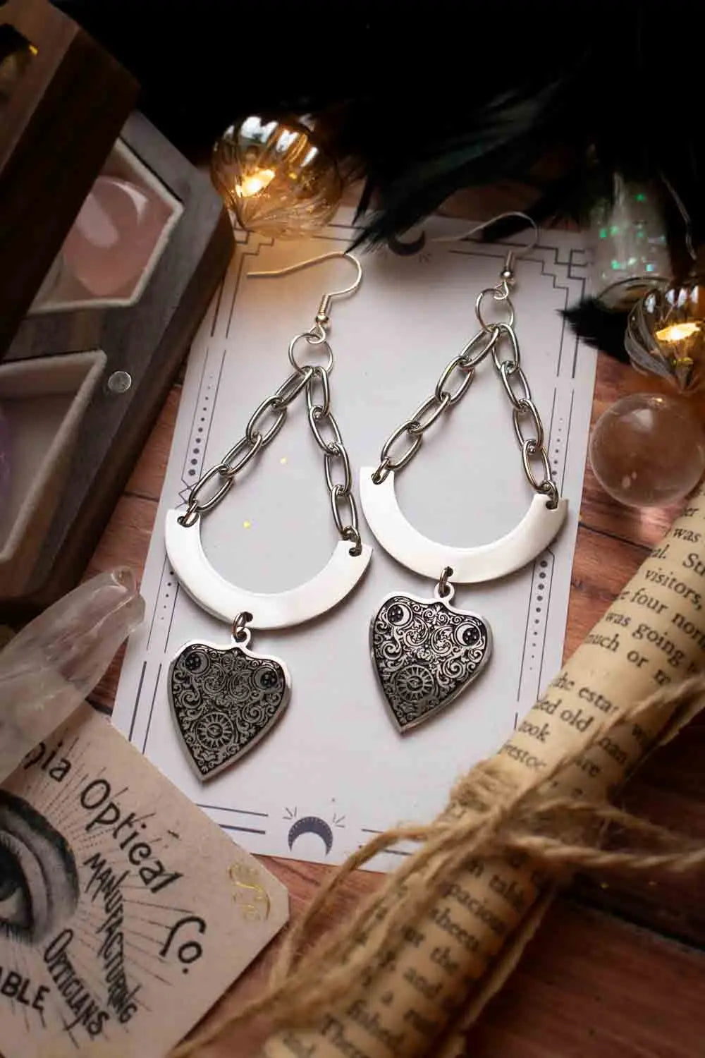 Boucles d'oreilles Astrid - Cœur d'acier lunamanashop