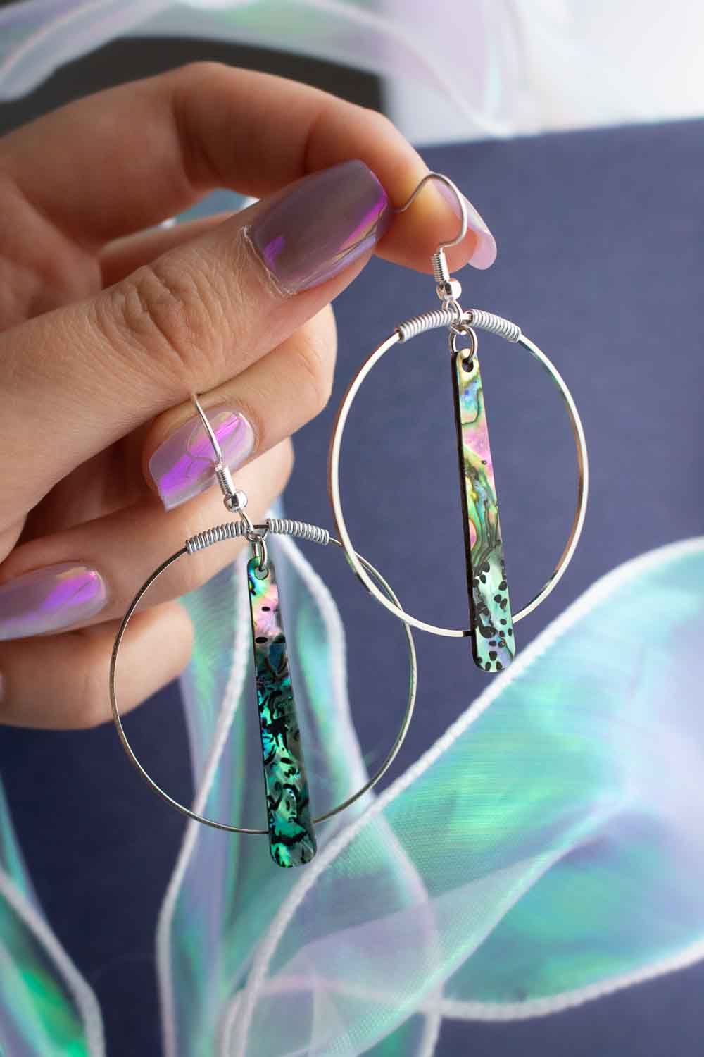 Boucles d'oreilles Ether - Cercle nacré lunamanashop
