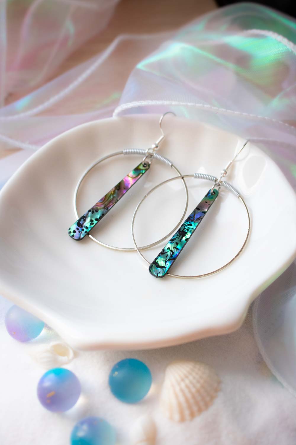 Boucles d'oreilles Ether - Cercle nacré lunamanashop