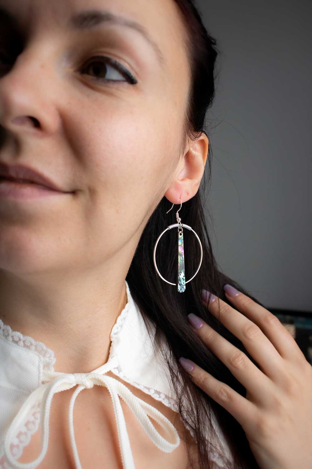 Boucles d'oreilles Ether - Cercle nacré lunamanashop