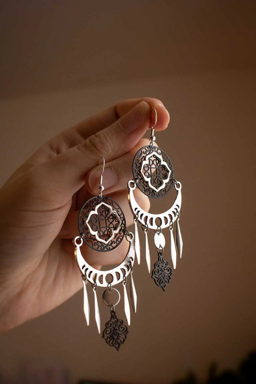 Boucles d'oreilles Maloria - Dentelle lunaire gothique lunamanashop