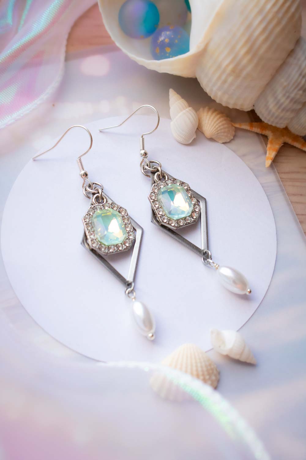 Boucles d'oreilles Nérée -  Strass et perle nacrée lunamanashop