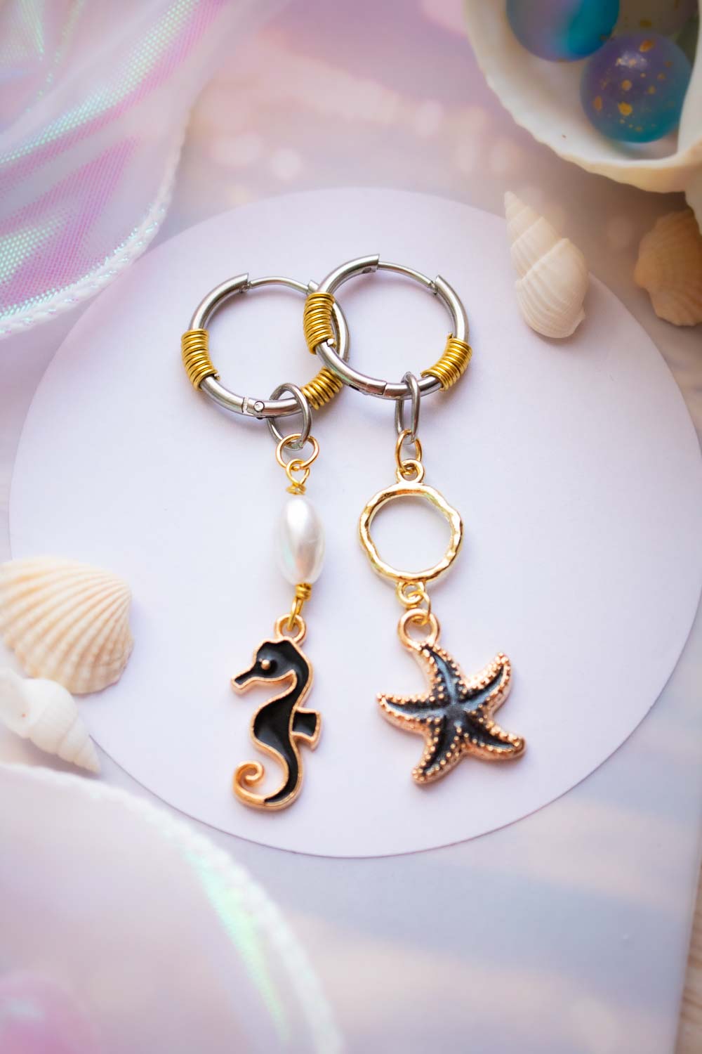 Boucles d'oreilles Noctiluca - Sombres trésor marin lunamanashop