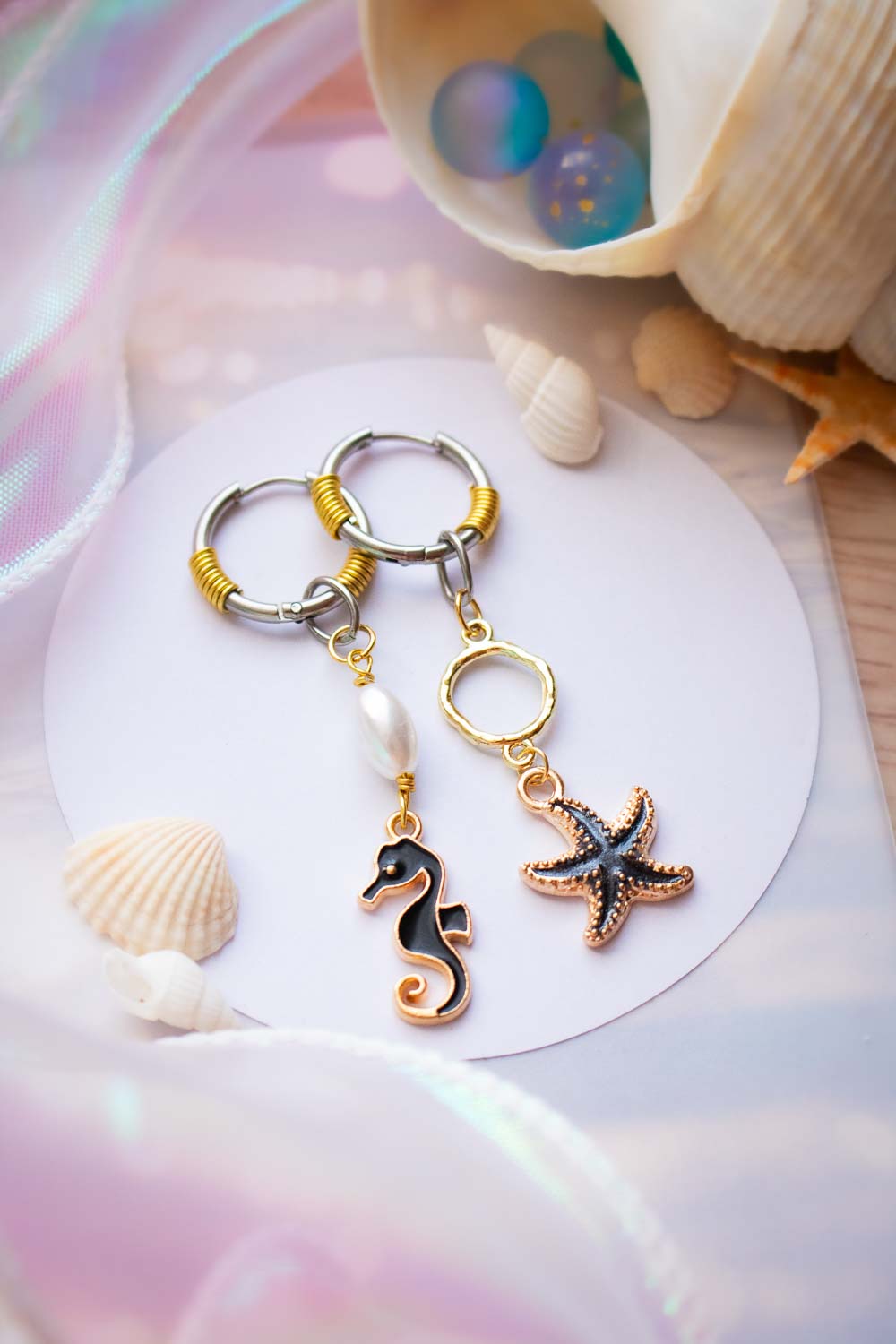 Boucles d'oreilles Noctiluca - Sombres trésor marin lunamanashop